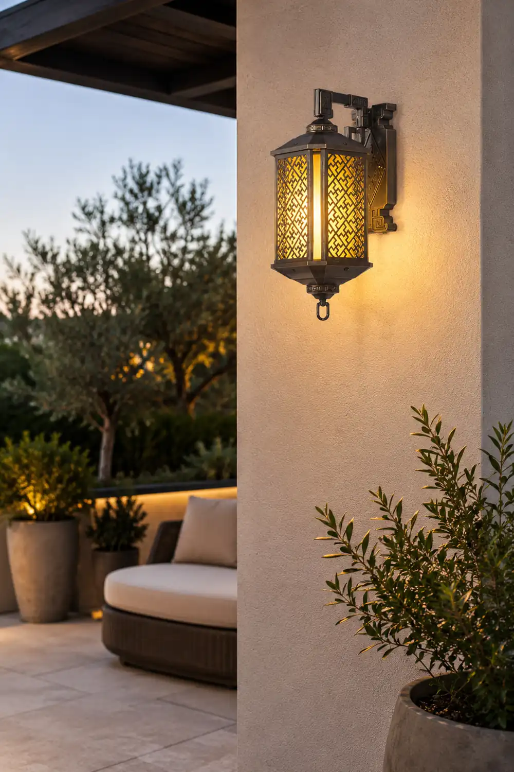 Classical Hollow Pattern Outdoor Waterproof Wall Lamp for Villa Courtyard Corridor - Lumpaz