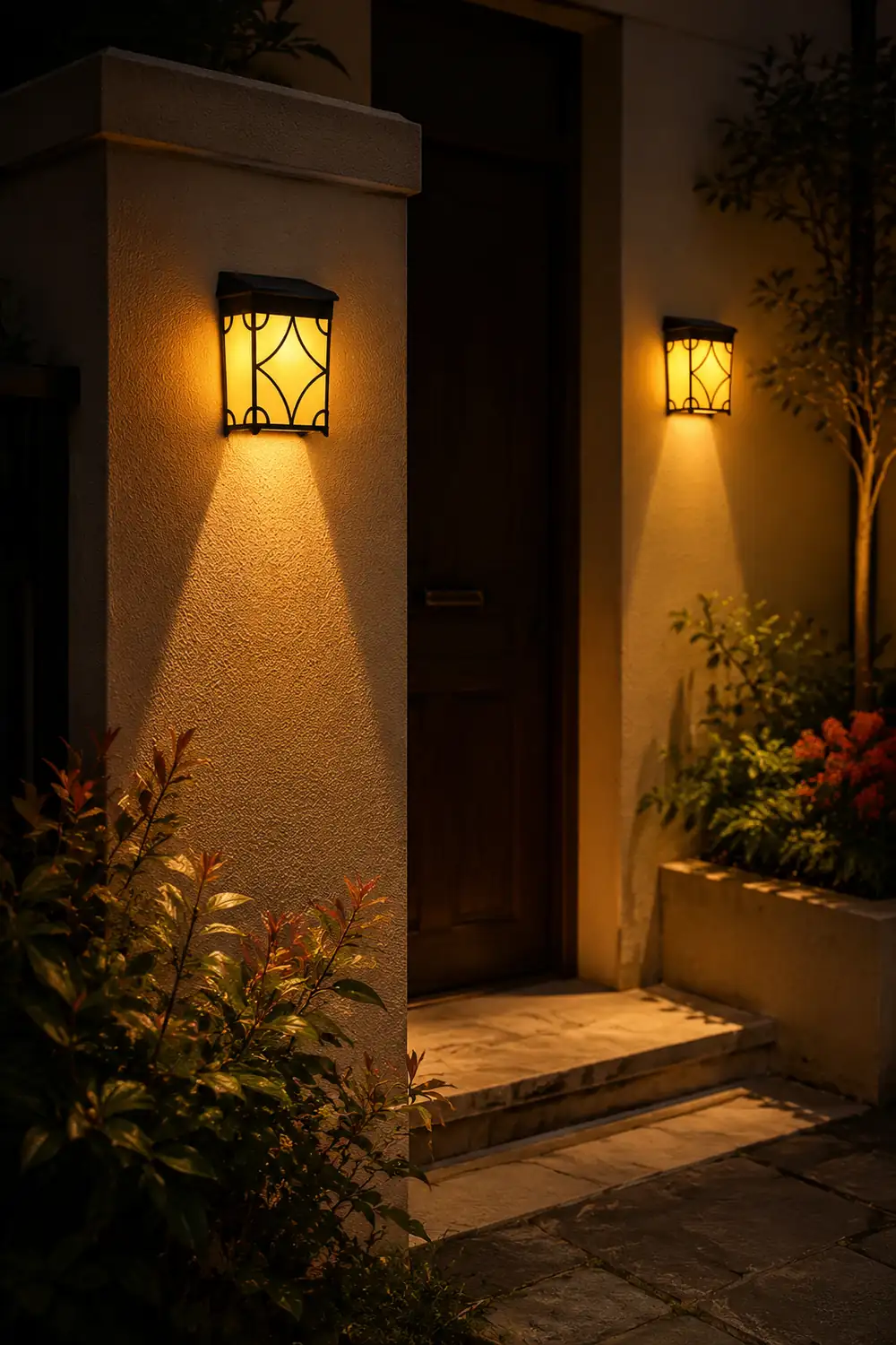 2Pcs Waterproof LED RGB Intelligent Motion Sensor Solar Wall Lights - Lumpaz