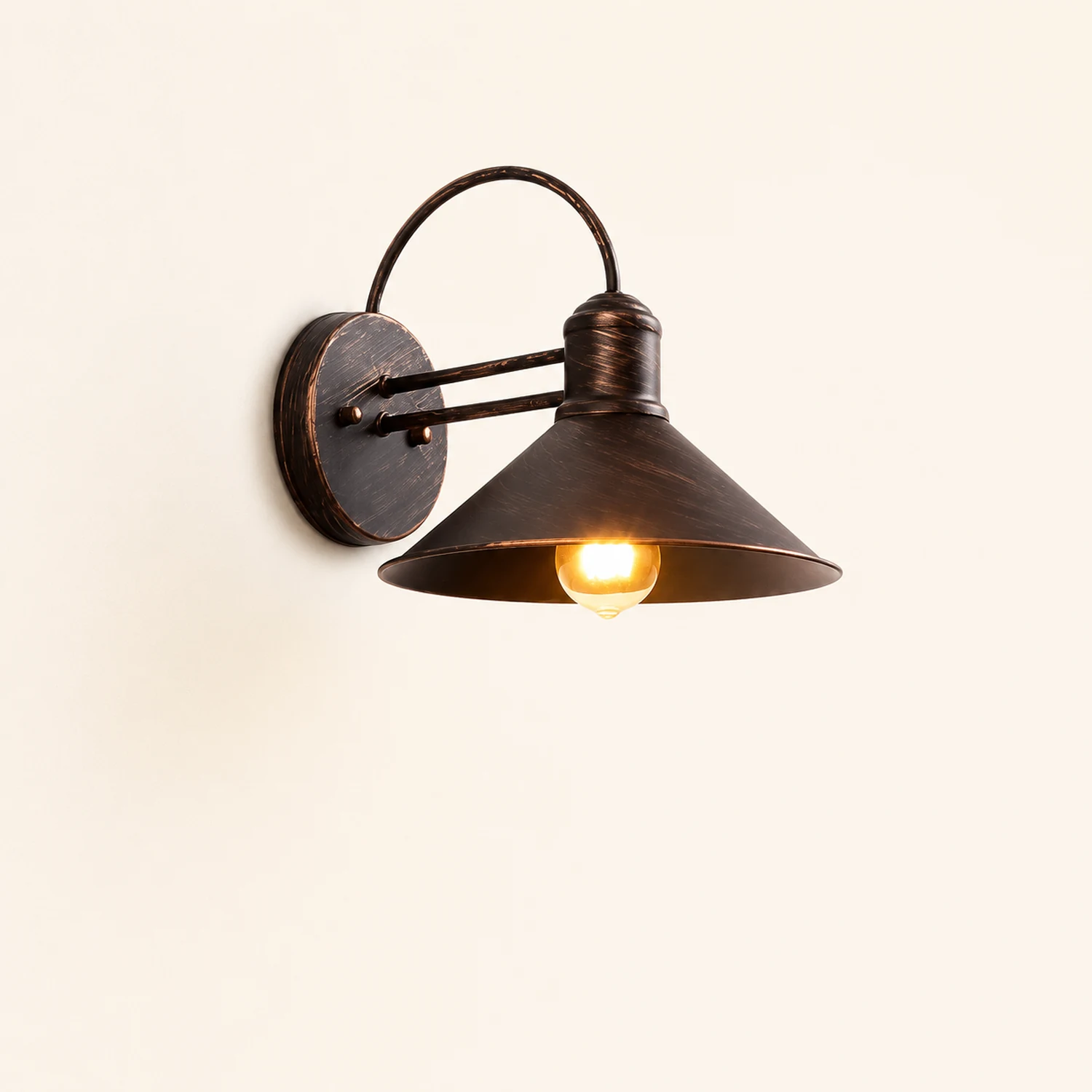Retro Conical Iron Waterproof Industrial Style Outdoor Wall Lamp Exterior Lights - Lumpaz