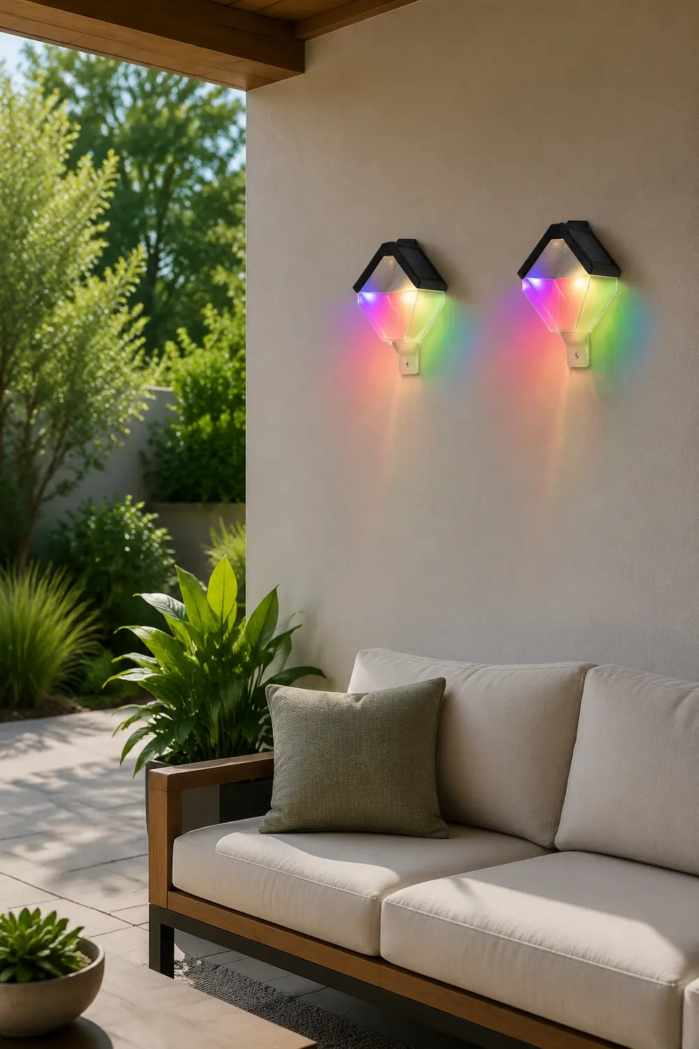 2Pcs Waterproof LED Multi Color Light Modern Solar Wall Washer Light - Lumpaz