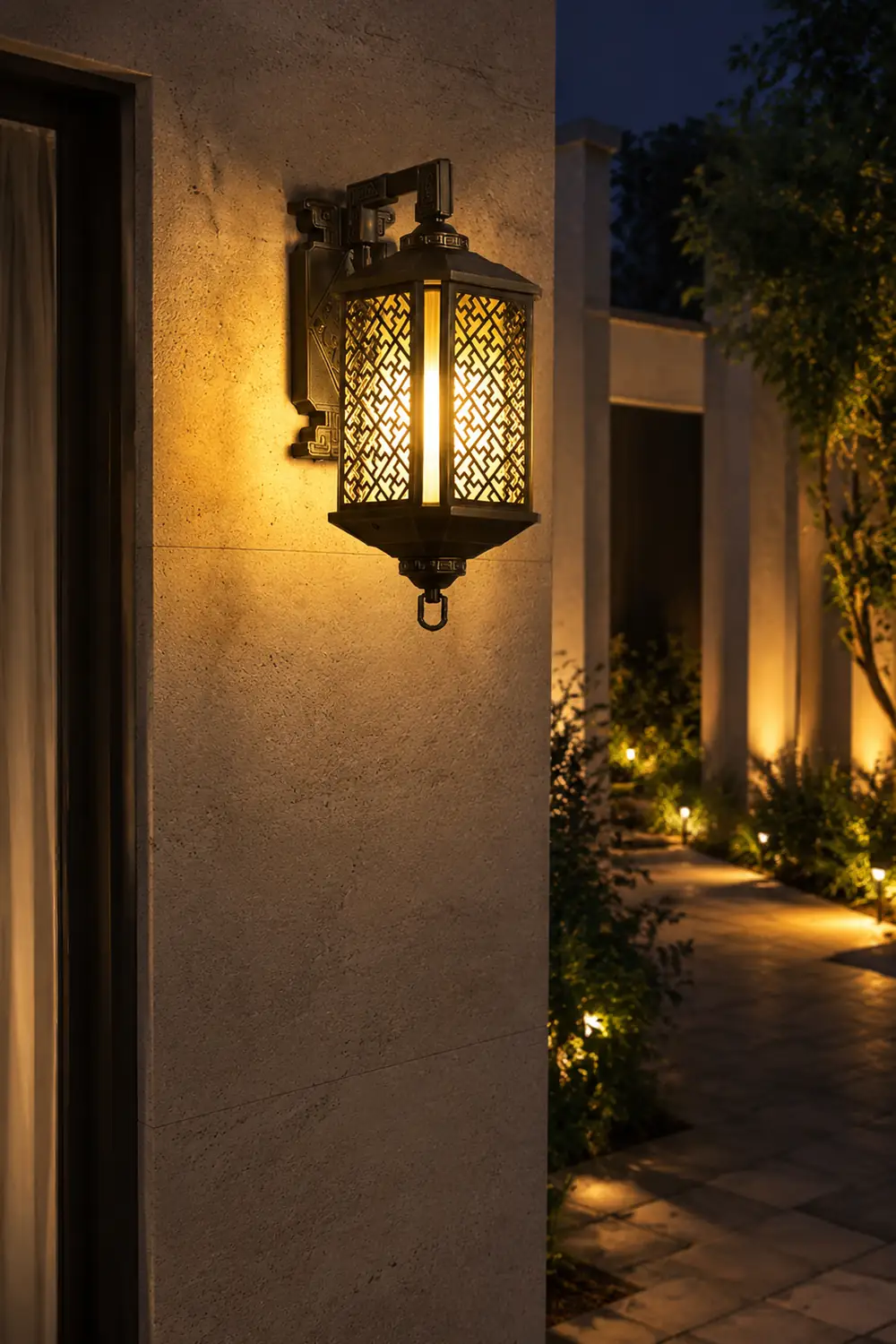 Classical Hollow Pattern Outdoor Waterproof Wall Lamp for Villa Courtyard Corridor - Lumpaz