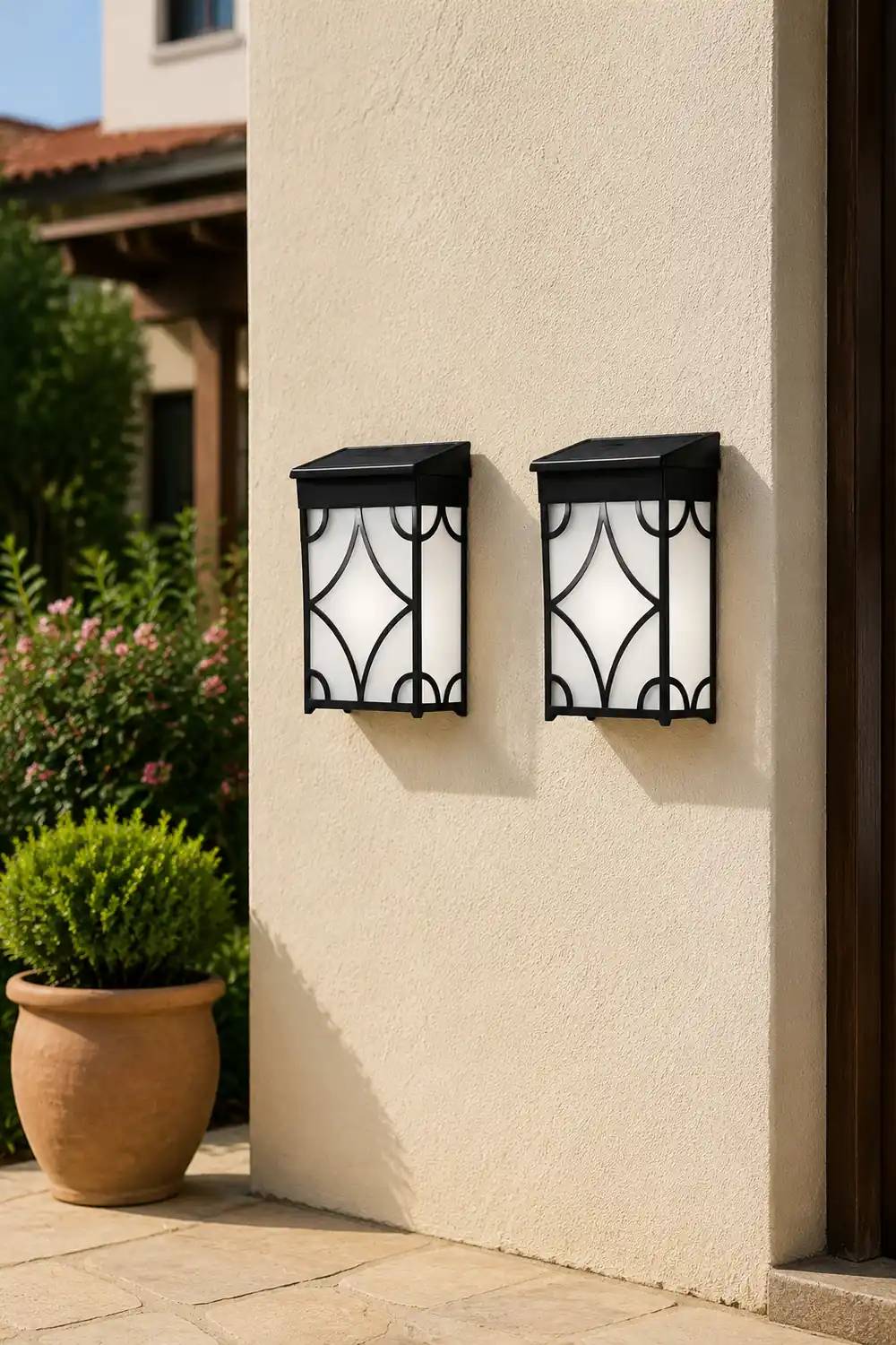 2Pcs Waterproof LED RGB Intelligent Motion Sensor Solar Wall Lights - Lumpaz