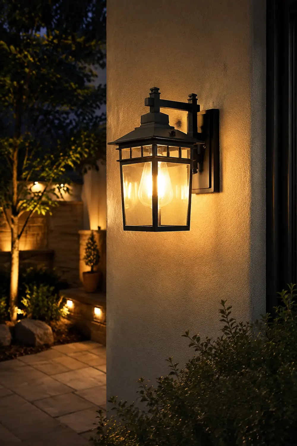 Pavilion Shaped Glass LED Waterproof Retro Outdoor Wall Lamp Wall Sconce Lighting without Bulb - Lumpaz