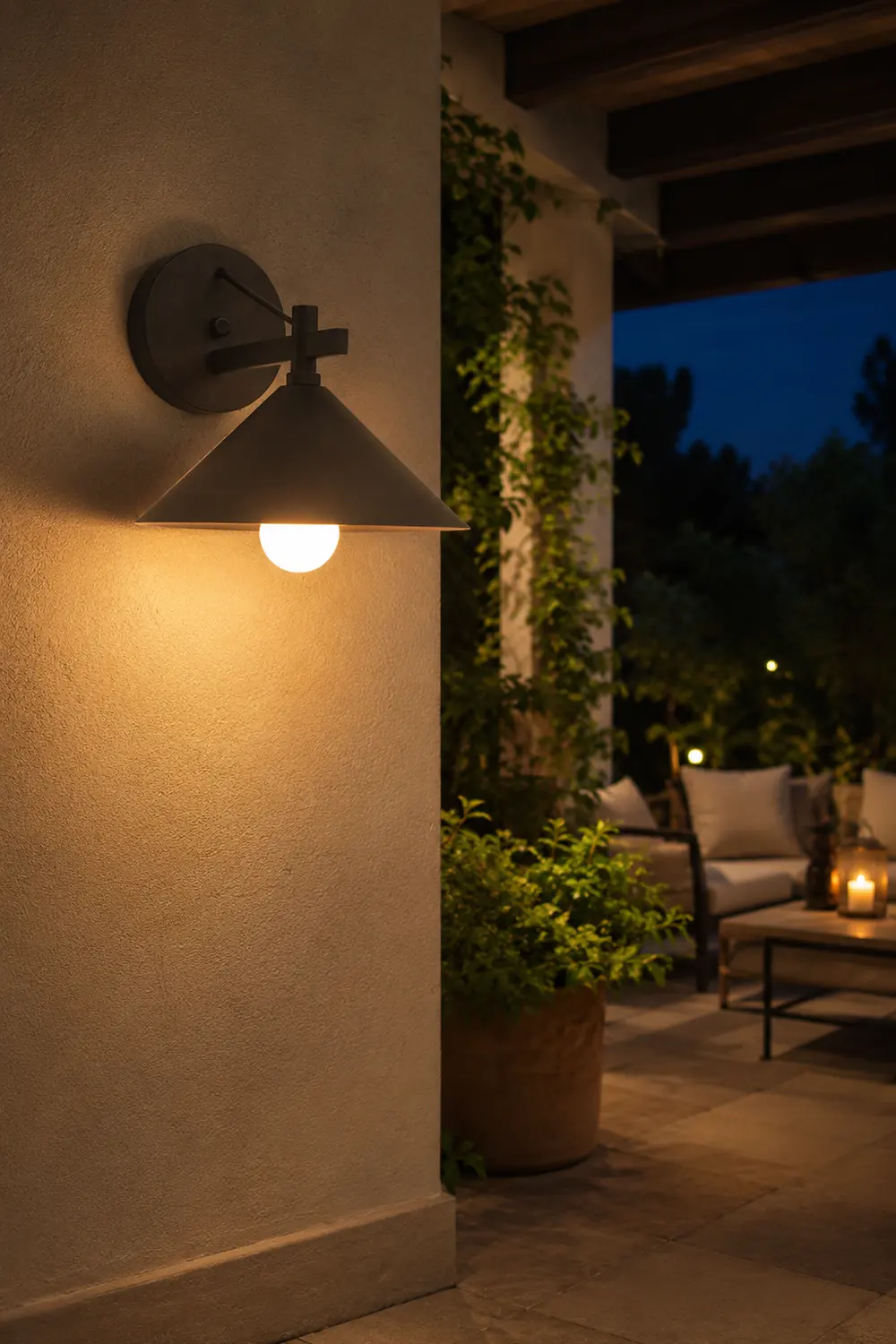 Conical Simple Waterproof Retro American-style Outdoor Wall Sconce Lighting - Lumpaz