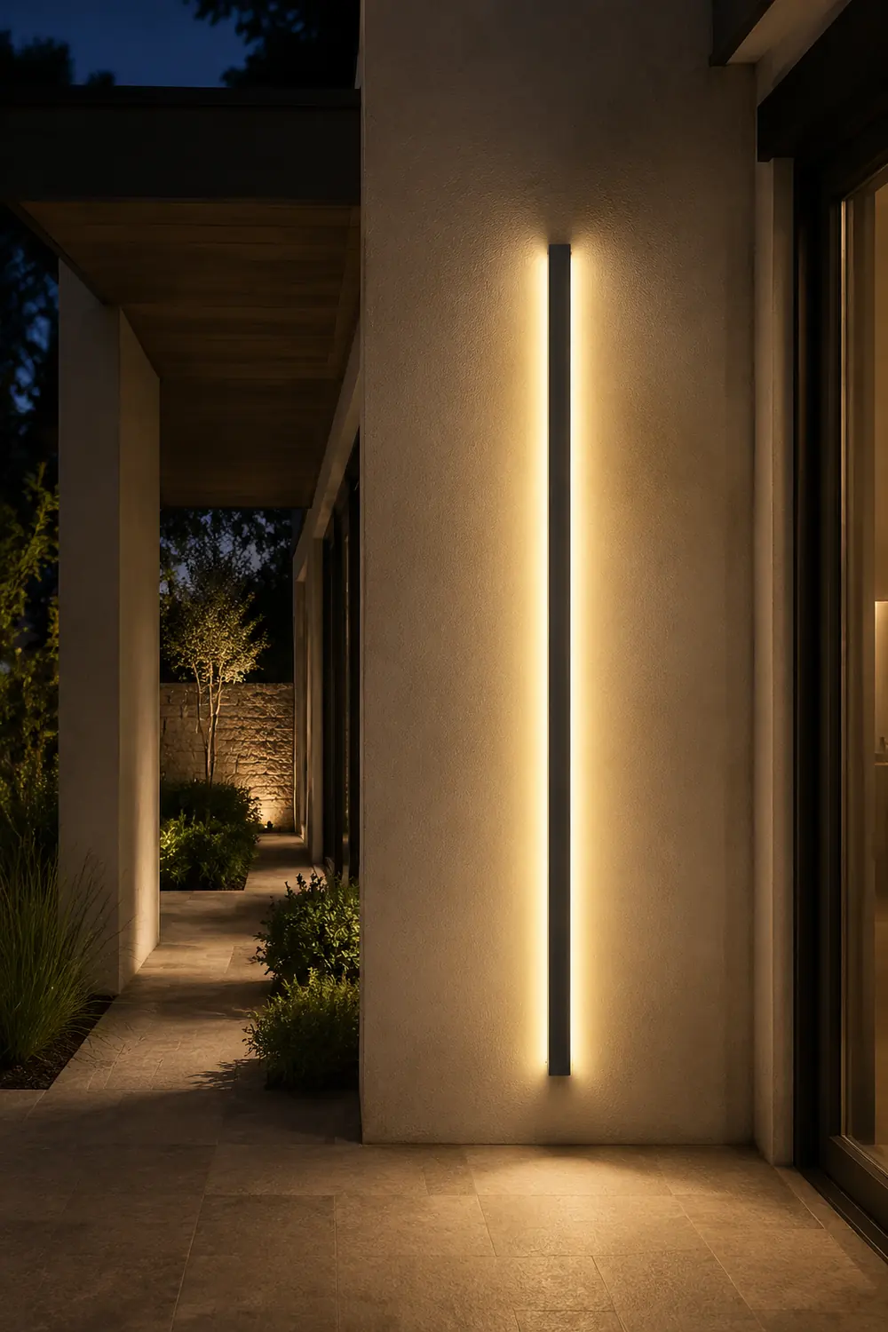 Black Long Strip Metal Waterproof Dimmable Modern Outdoor Wall Lights - Lumpaz