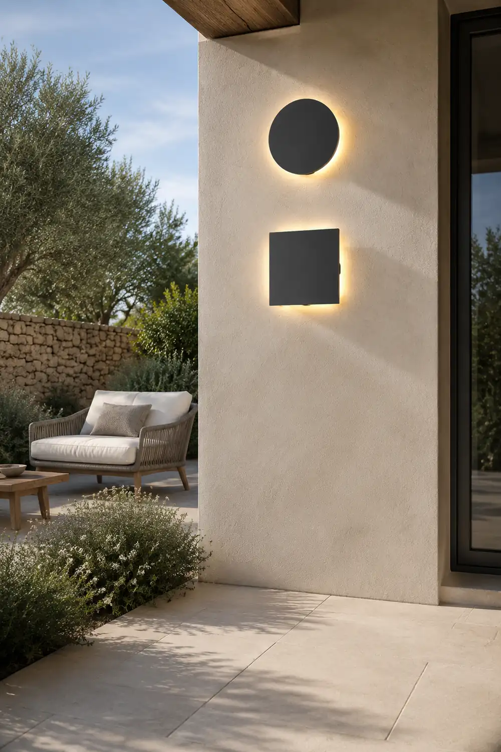 Flat Square Round LED Waterproof Black Modern Outdoor Wall Lights Wall Lamp - Lumpaz