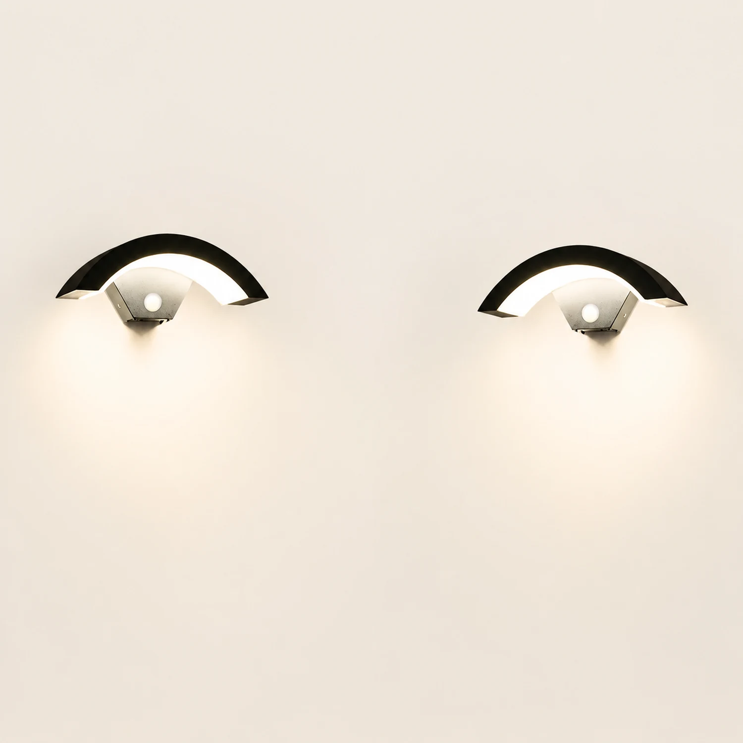 Creative Moon Curved Wall Sconce Motion Sensor Waterproof LED Wall Lamp Outdoor Indoor - Lumpaz