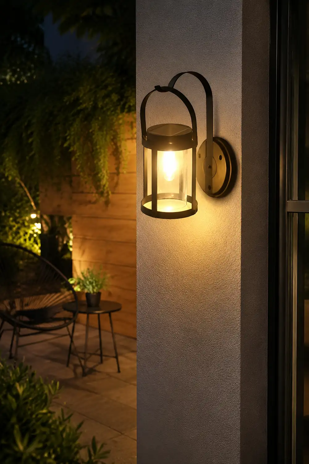 Portable Lantern Shaped LED Waterproof Modern Solar Plug in Wall Sconce Lighting - Lumpaz