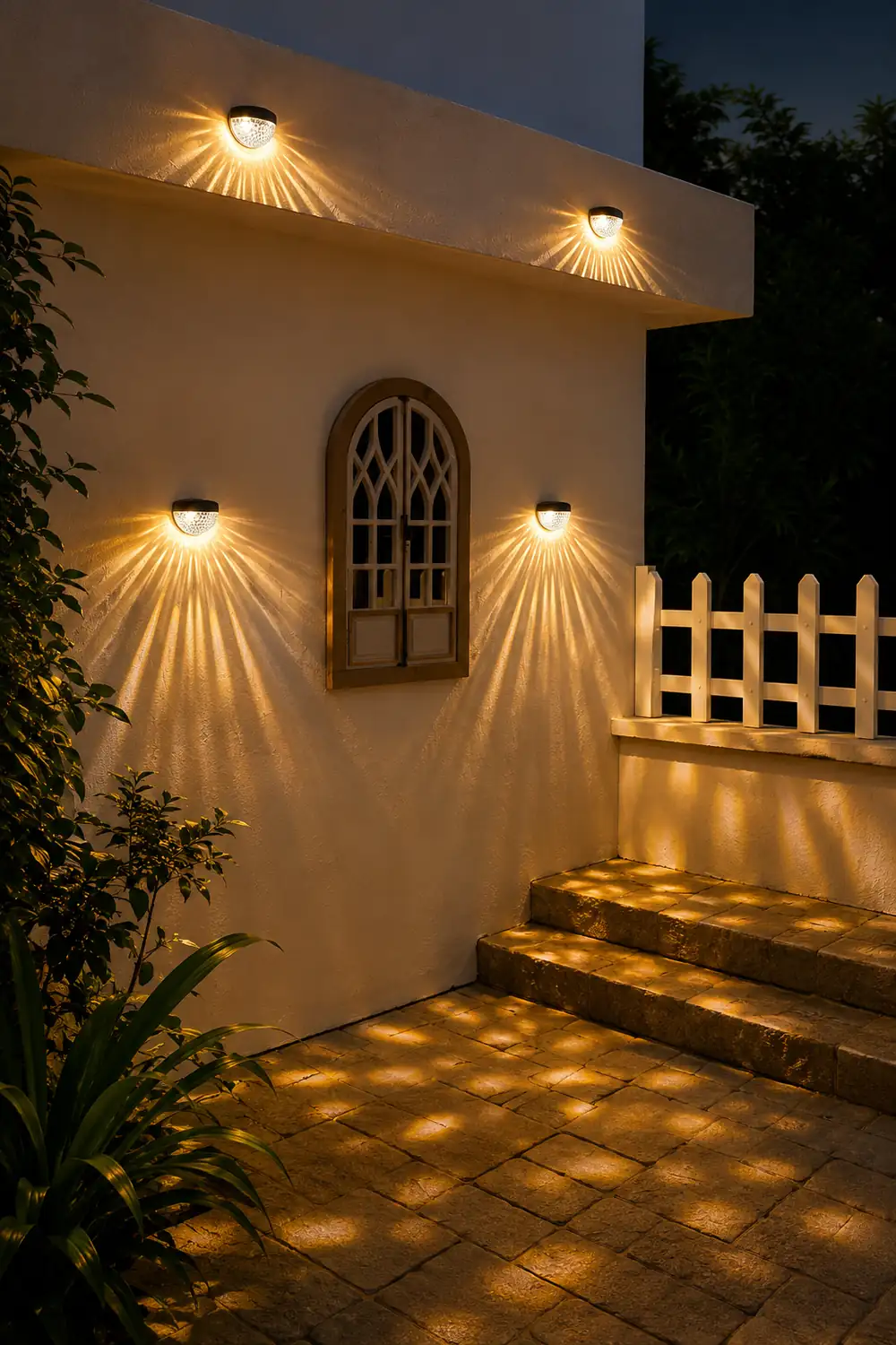 4 Pcs Solar Stair Lights Outdoor Step Lights LED Garden Lights Wall Mounted Lights - Lumpaz