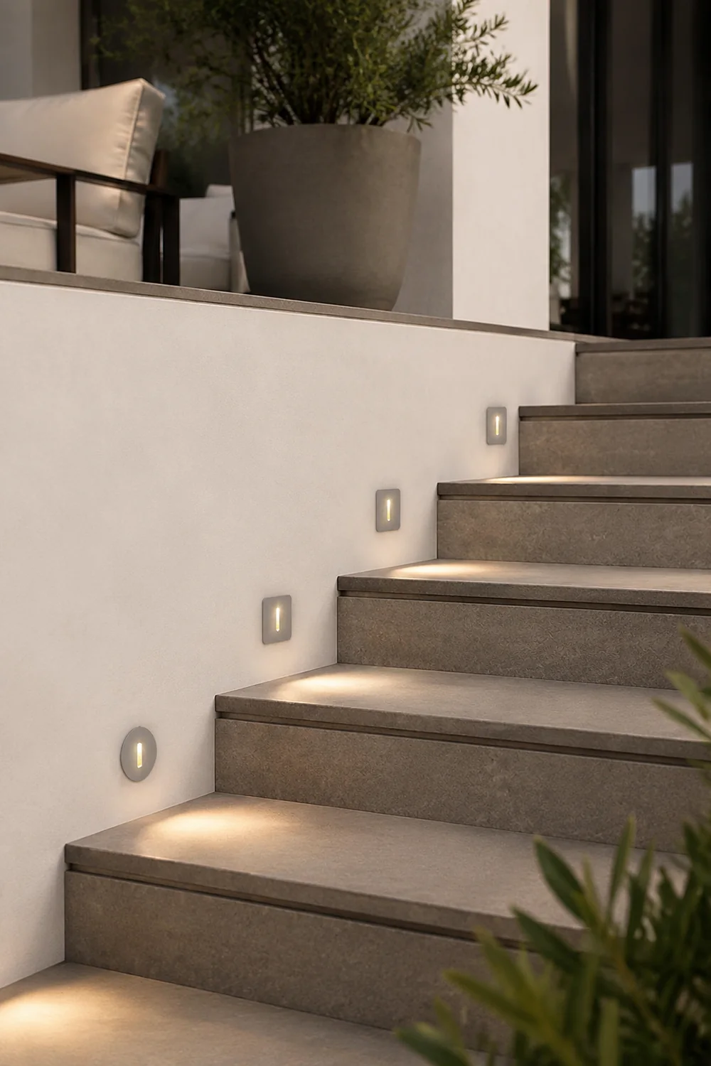 Round Square LED Modern Waterproof Outdoor Step Lights Stairway Sconces - Lumpaz