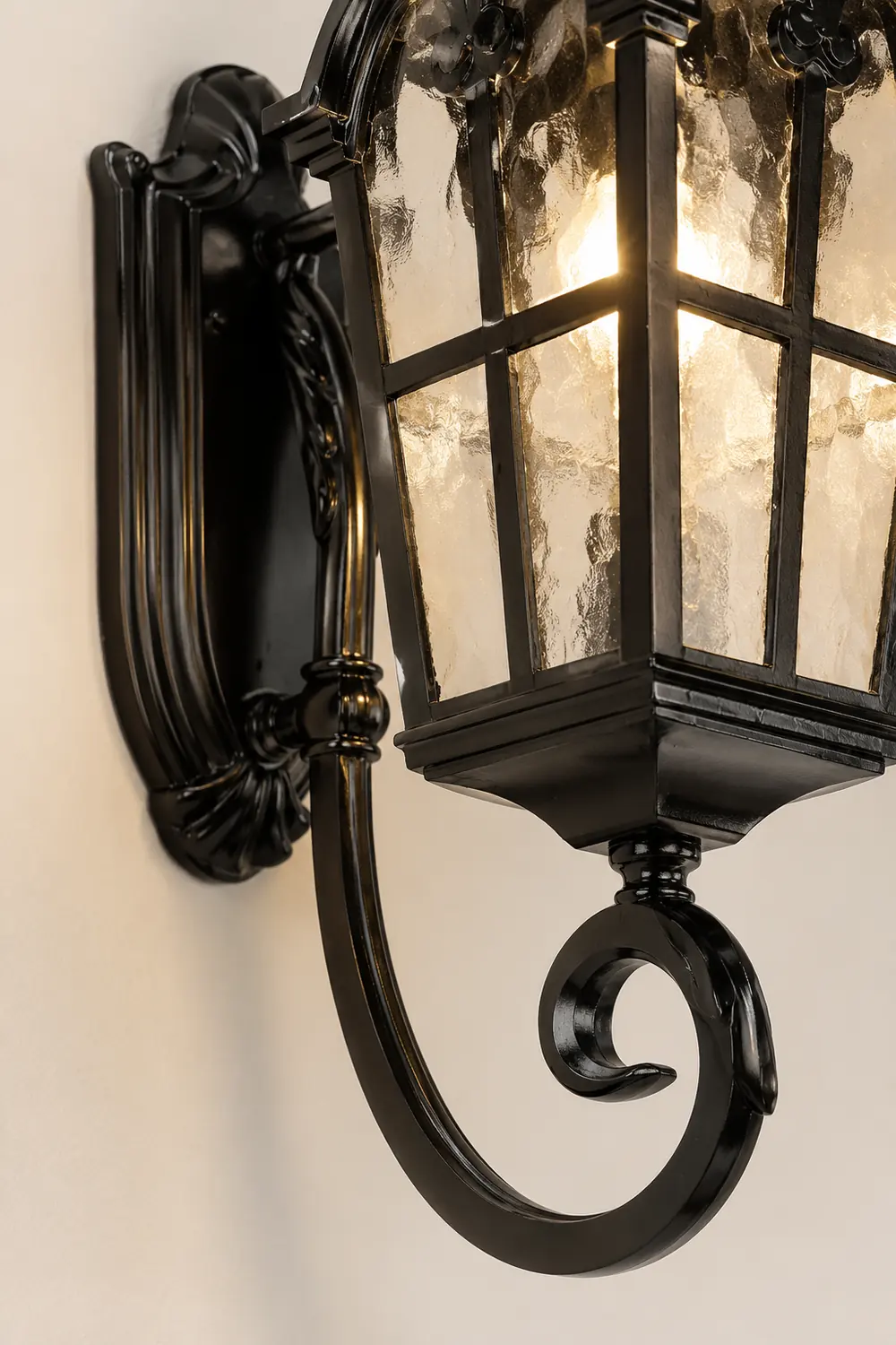 Waterproof Vintage Lantern Shaped Black Retro Outdoor Plug in Wall Lamp - Lumpaz
