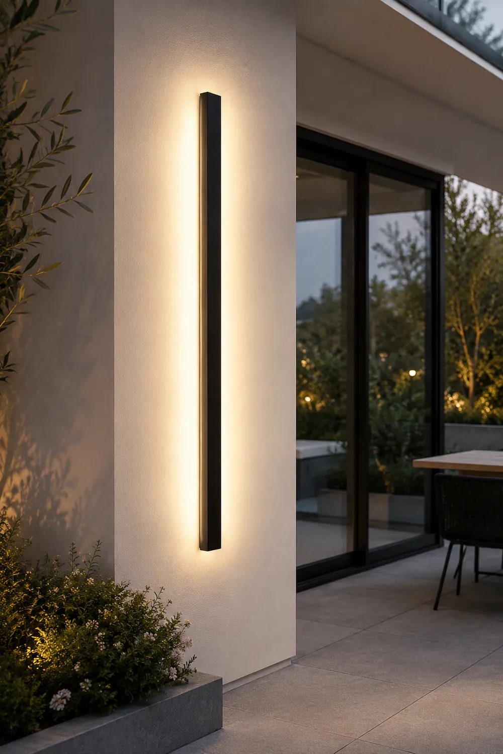 Outdoor Waterproof Long Strip Metal Black Modern LED Outdoor Wall Lights - Lumpaz