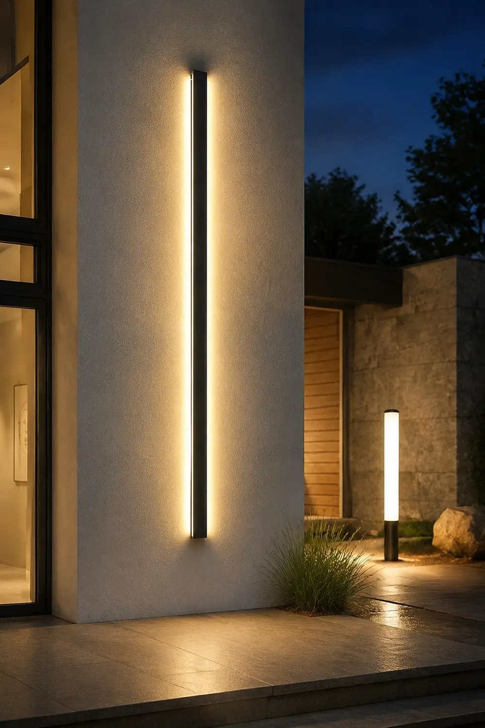 Long Strip LED Waterproof Black Minimalist Outdoor Wall Lights Exterior Lights - Lumpaz