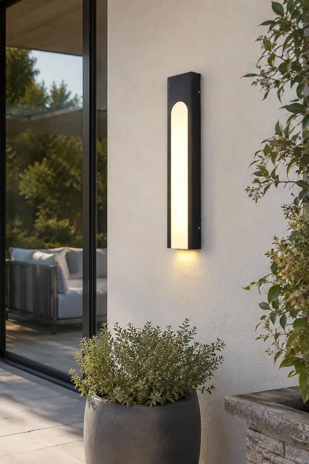 Arched Trapezoid Waterproof Black LED Modern Outdoor Wall Lights Wall Lamp - Lumpaz