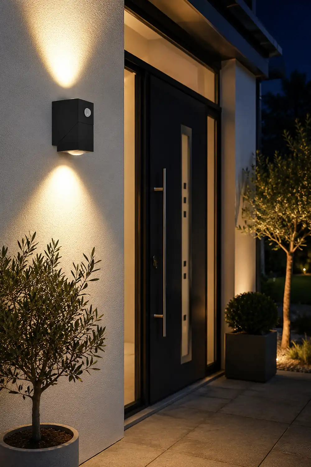 Adjustable Up and Down Light Motion Sensor Waterproof Black Wall Lamp - Lumpaz