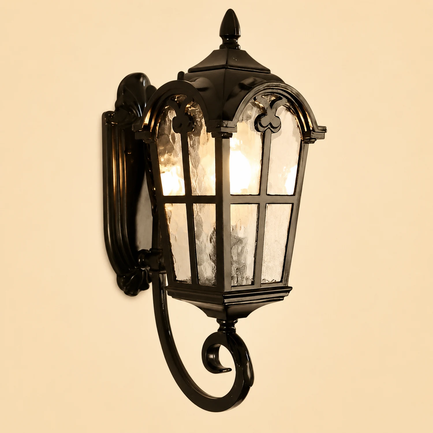 Vintage Glass Waterproof Black European-style Outdoor Wall Lamp Exterior Lights - Lumpaz