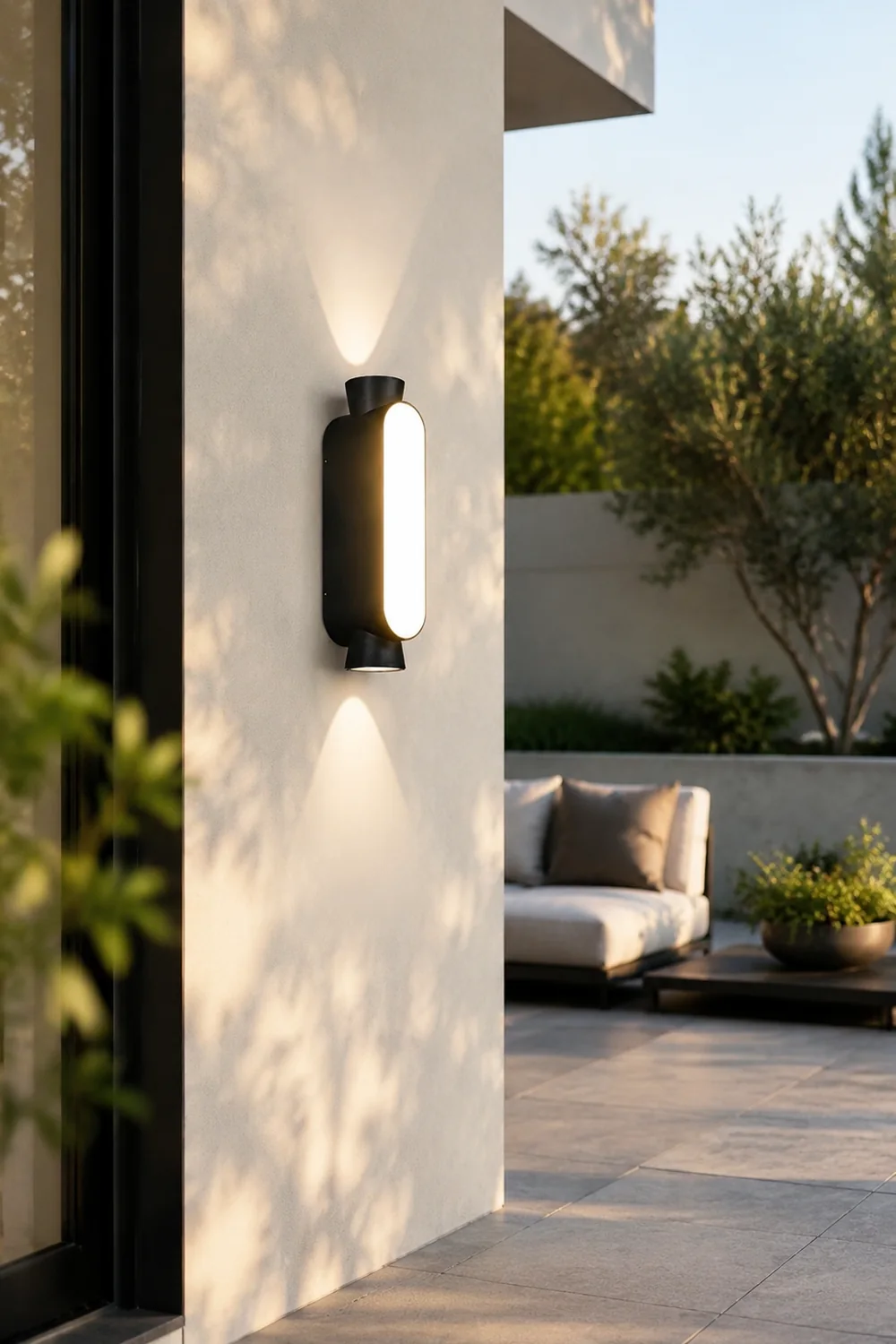 Waterproof LED Up and Down Lights Black Modern Outdoor Wall Sconce Lighting - Lumpaz
