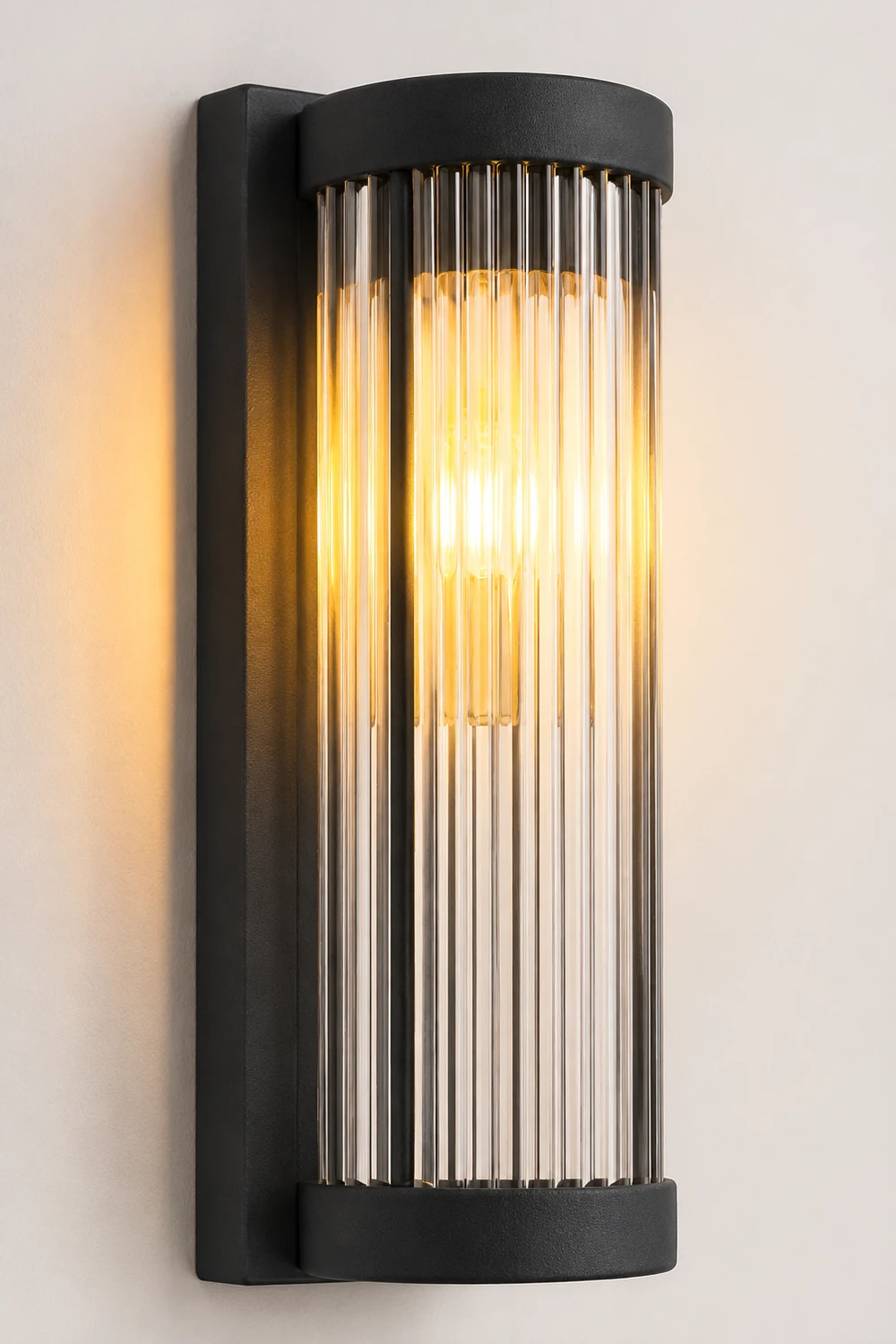 Creative Glass Waterproof LED Black Modern Solar Wall Lamp Exterior Lights - Lumpaz