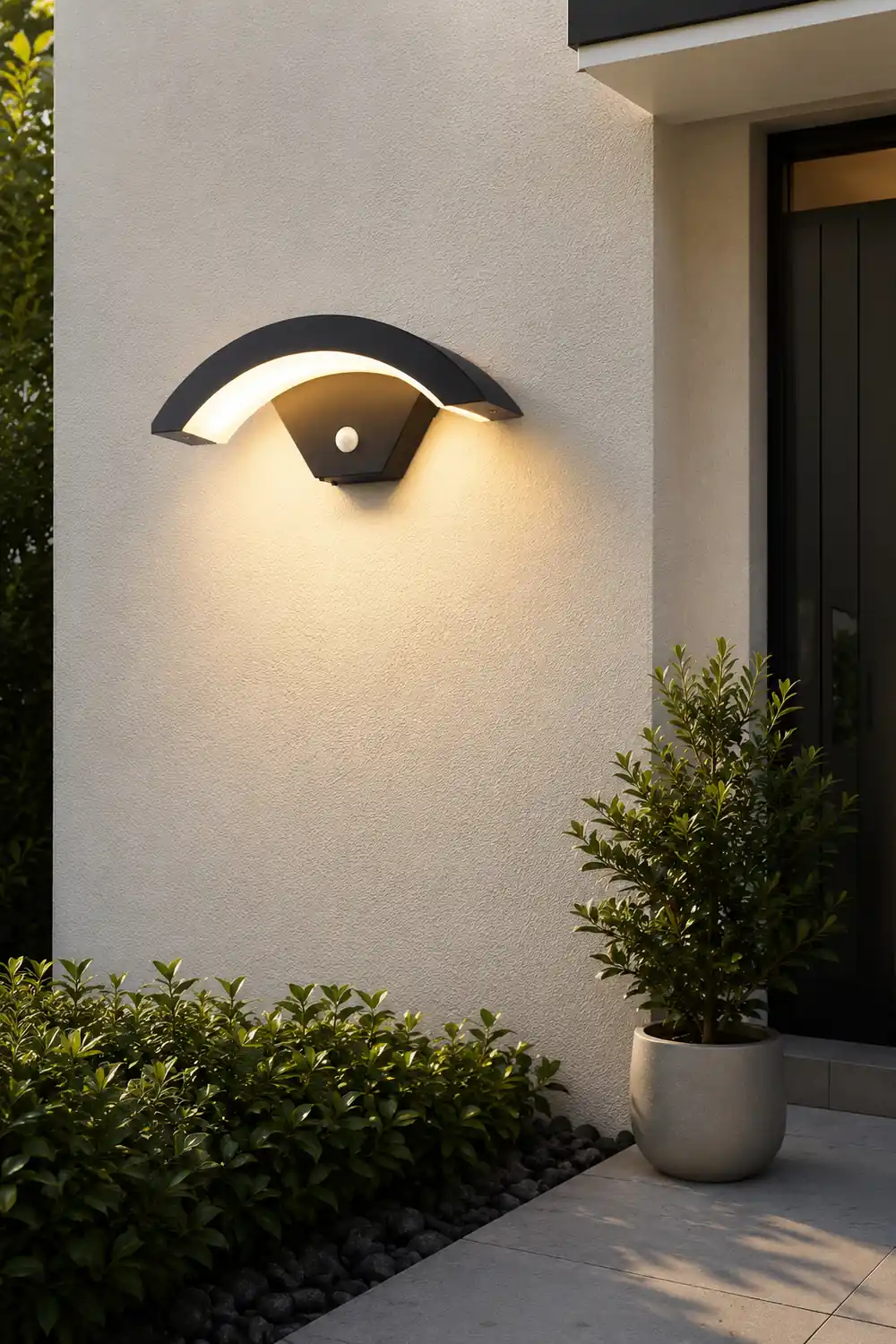 Creative Moon Curved Wall Sconce Motion Sensor Waterproof LED Wall Lamp Outdoor Indoor - Lumpaz