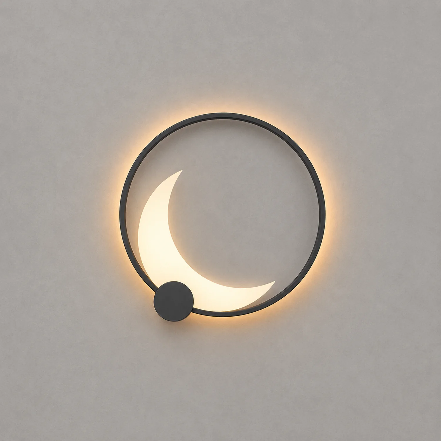 Round Moon Waterproof Black LED Wall Sconce Lighting Outdoor Wall Lamp - Lumpaz