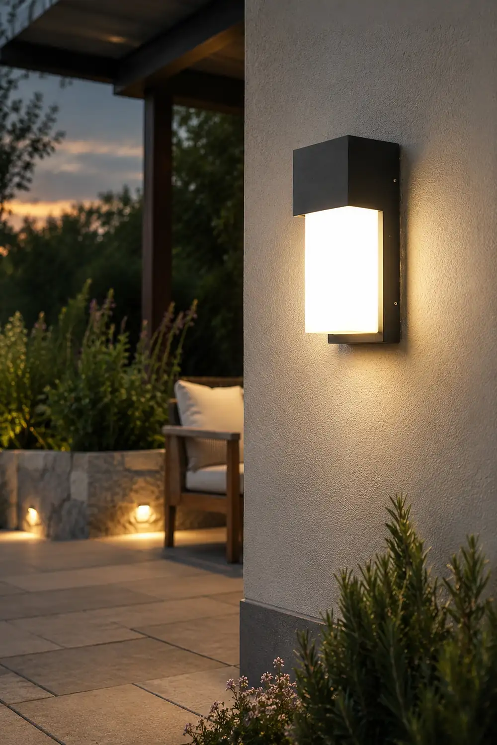 Rectangular Waterproof LED 10W Black Modern Outdoor Wall Light Fixture - Lumpaz