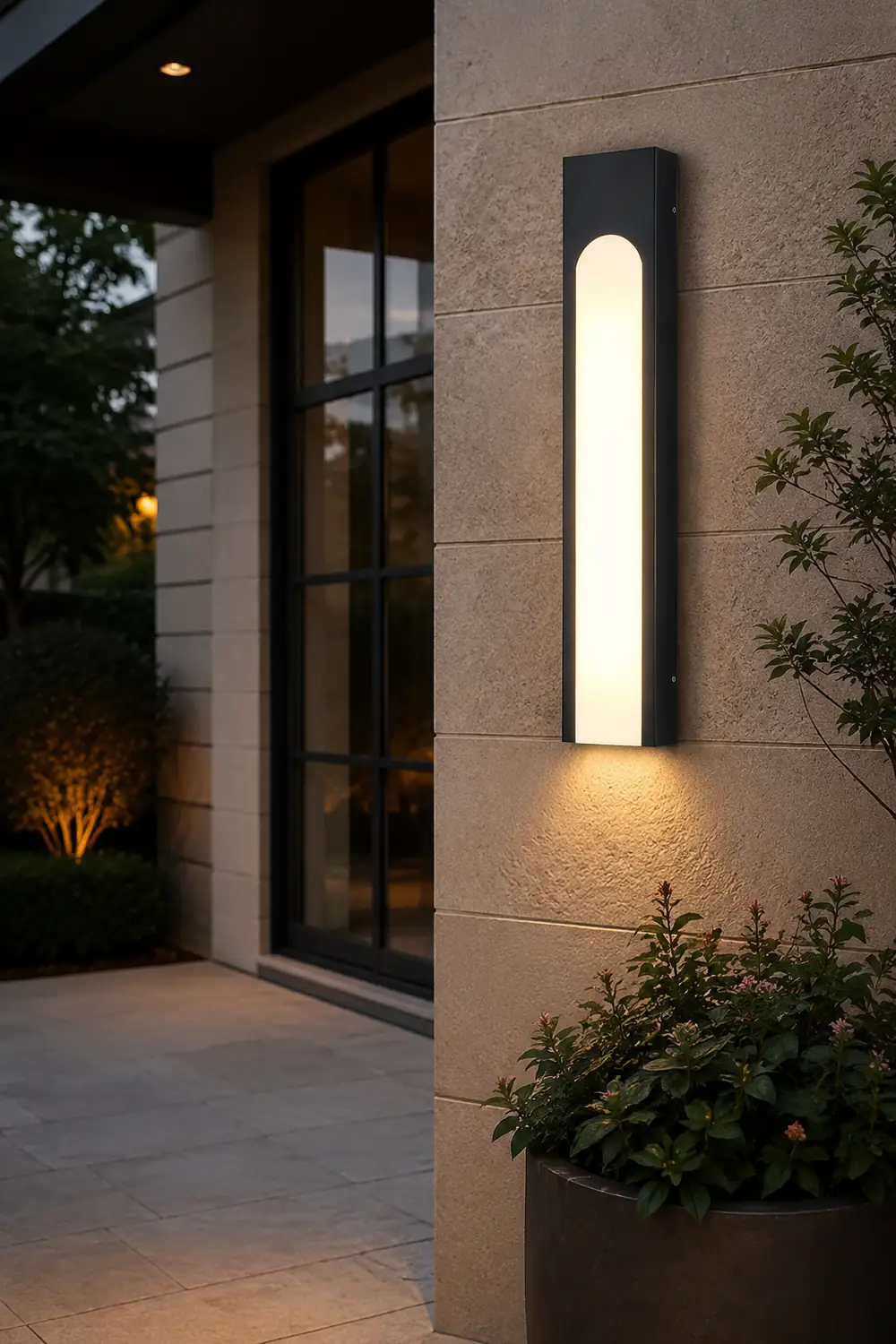 Arched Trapezoid Waterproof Black LED Modern Outdoor Wall Lights Wall Lamp - Lumpaz