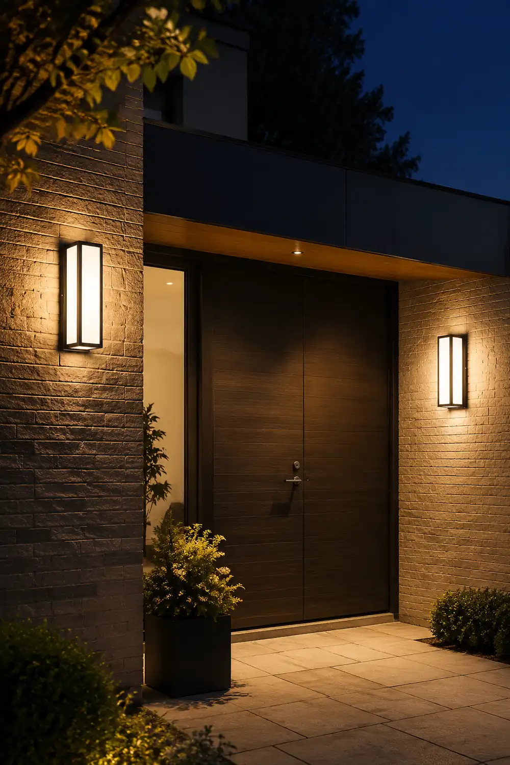 Rectangular Minimalist LED Waterproof Black Modern Outdoor Wall Lights - Lumpaz