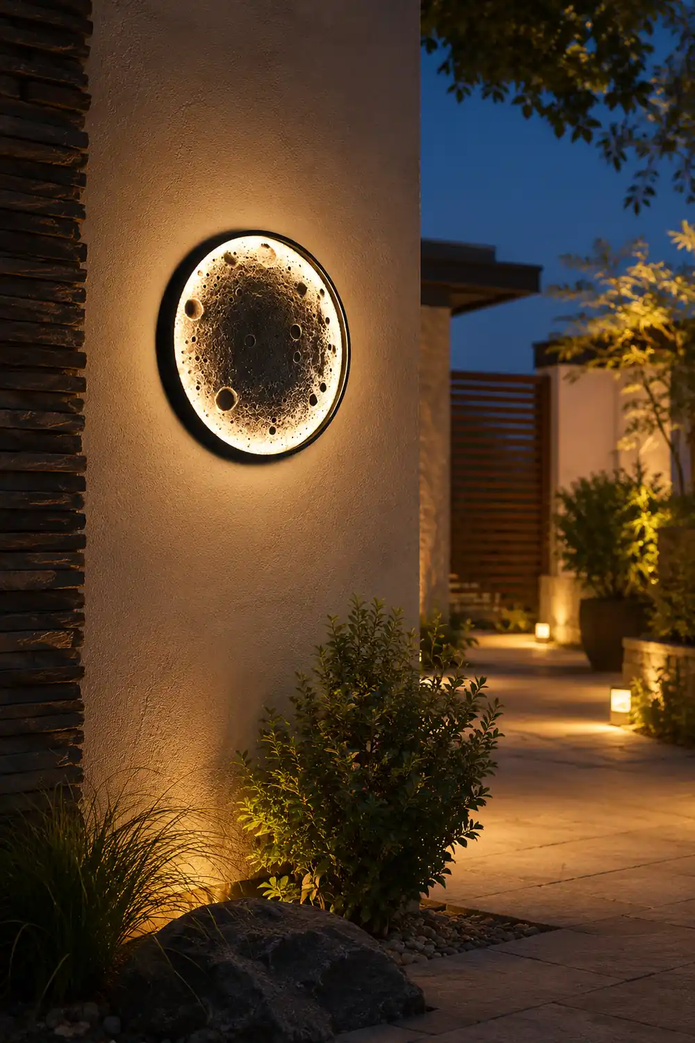 Round Moon Waterproof LED Modern Outdoor Wall Lights Fixture Wall Lamp - Lumpaz