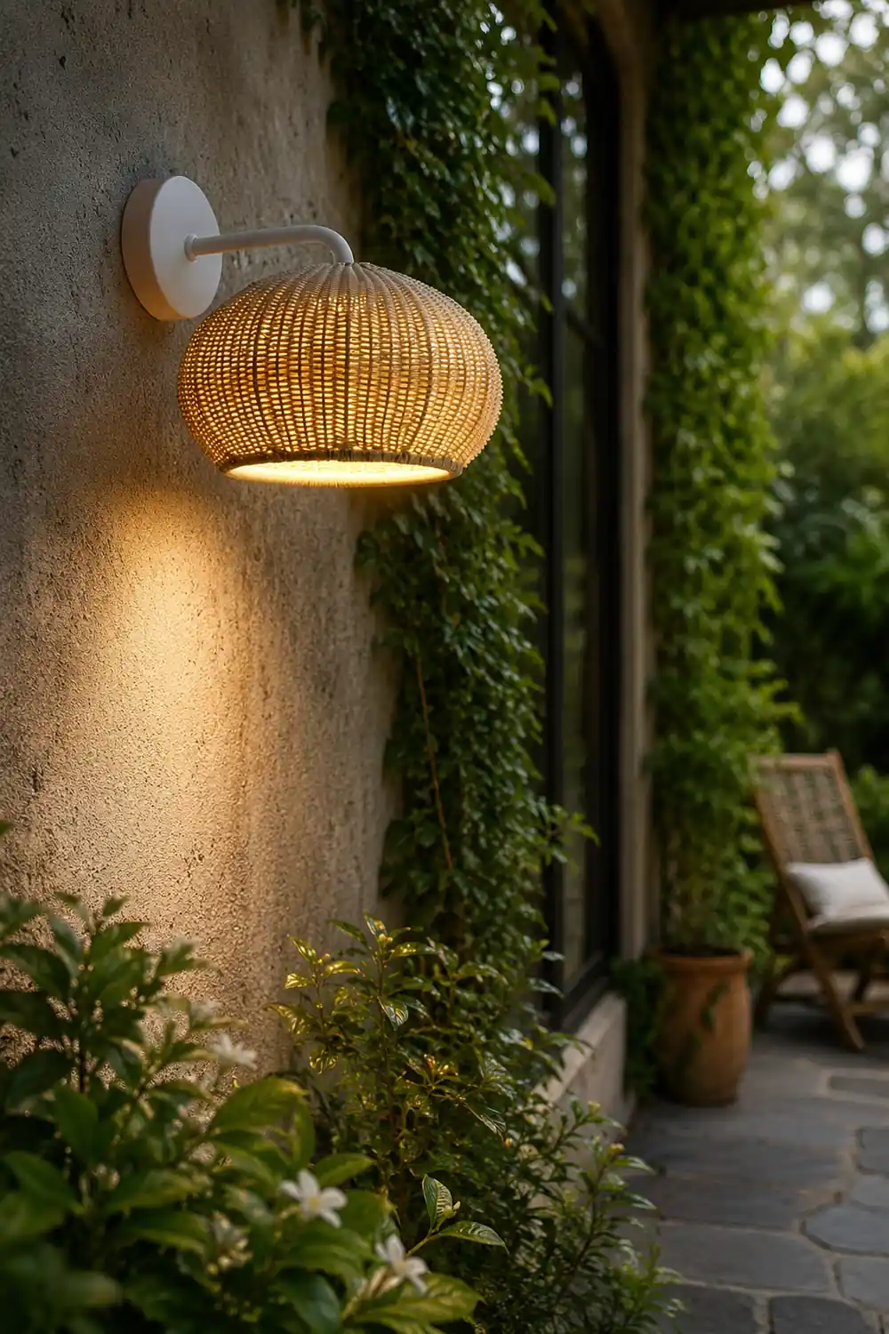 Lantern Shaped Waterproof Rattan Modern Outdoor Wall Lamp Chandelier - Lumpaz