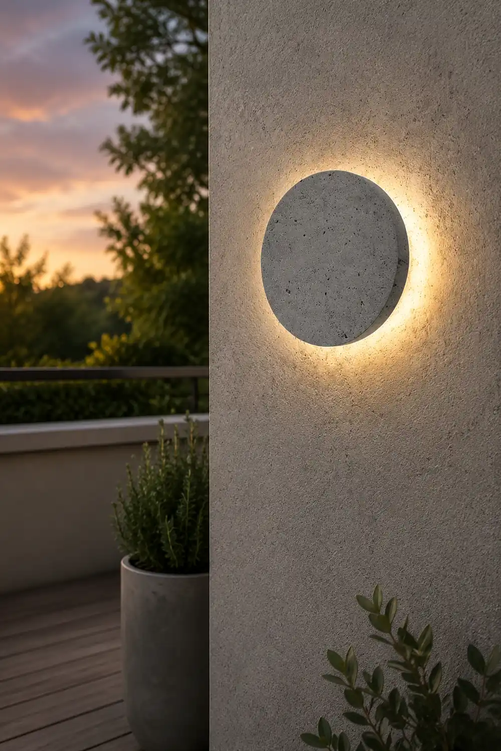 Round Concrete LED Waterproof Gray Modern Outdoor Wall Lights Porch Lights - Lumpaz