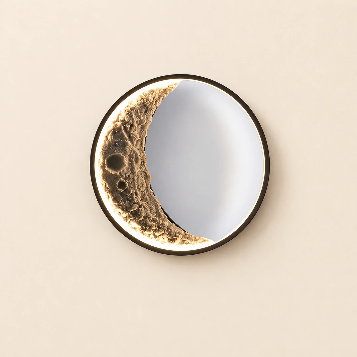 Round Creative Moon Resin Lunar Texture Waterproof Outdoor Wall Lights - Lumpaz