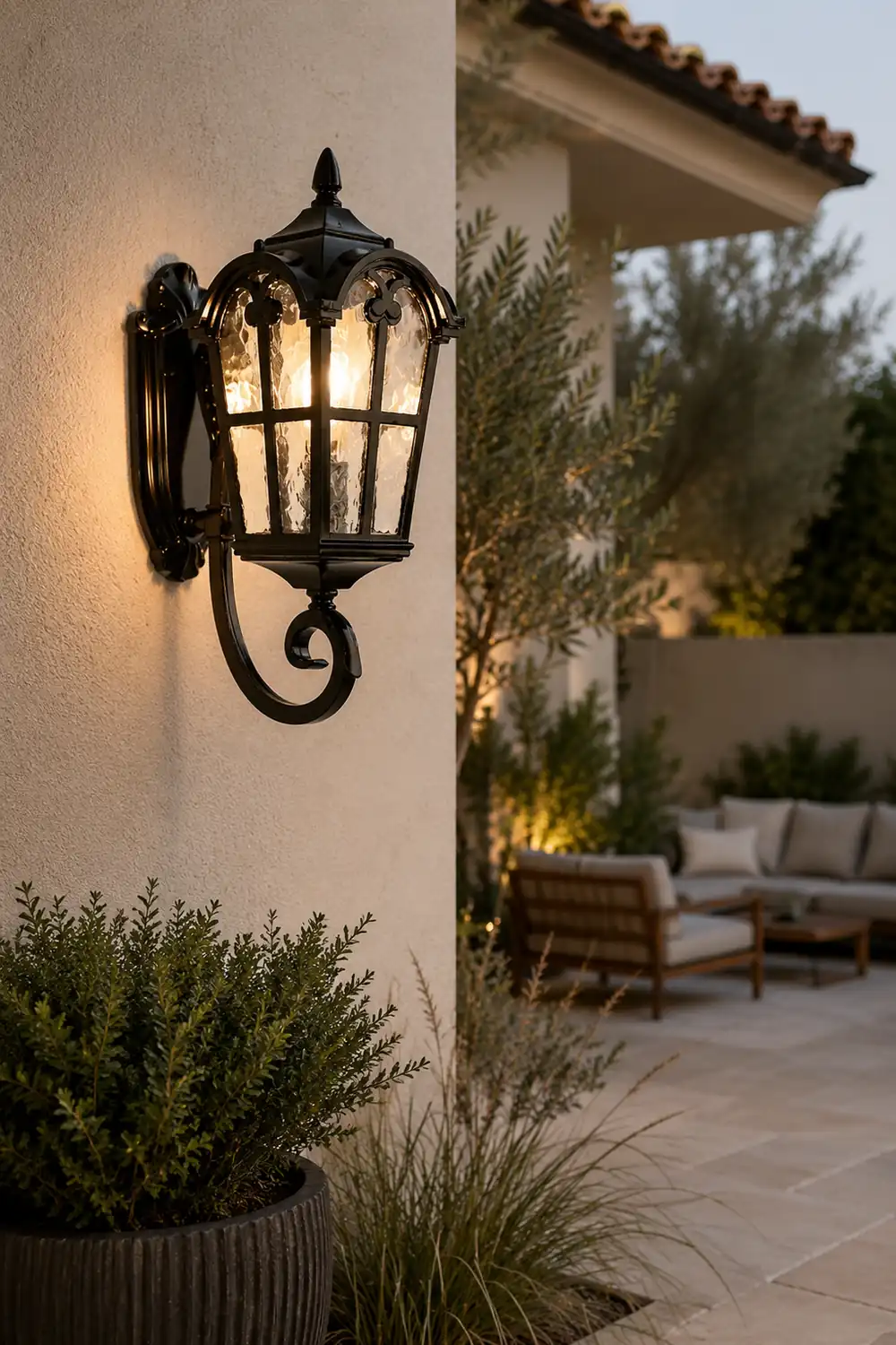 Vintage Glass Waterproof Black European-style Outdoor Wall Lamp Exterior Lights - Lumpaz