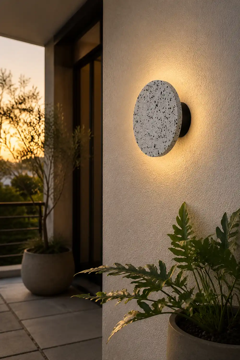 Circular Terrazzo Waterproof Minimalist Outdoor Wall Lights Porch Lights - Lumpaz