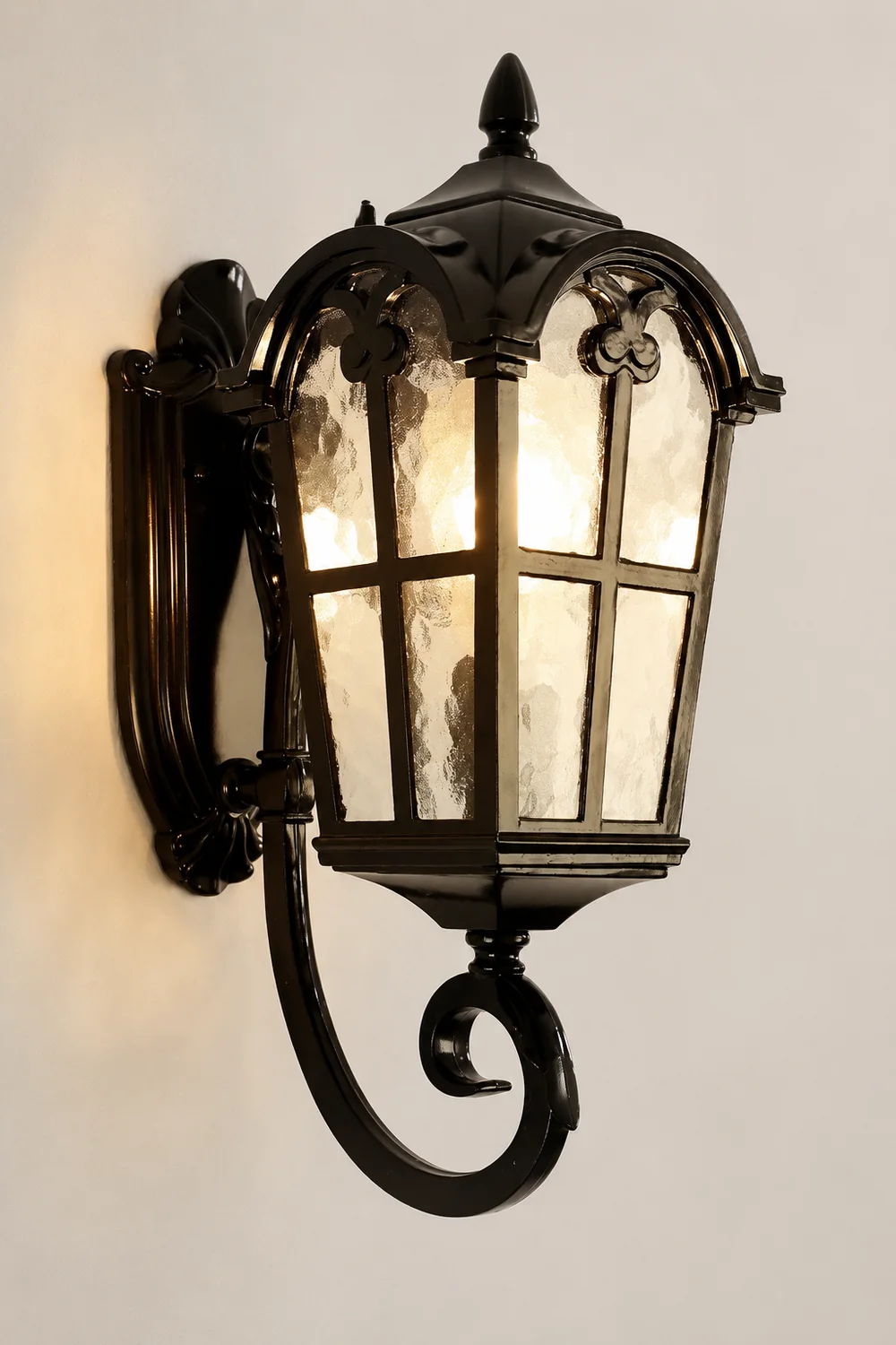Waterproof Vintage Lantern Shaped Black Retro Outdoor Plug in Wall Lamp - Lumpaz