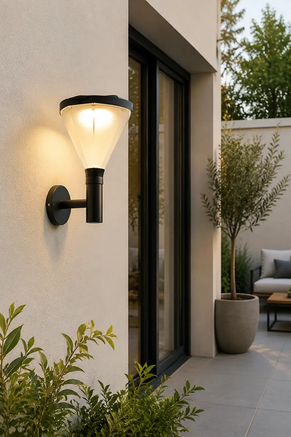 Geometric Waterproof LED Modern Outdoor Plug in Wall Lamp Wall Sconce Lighting - Lumpaz