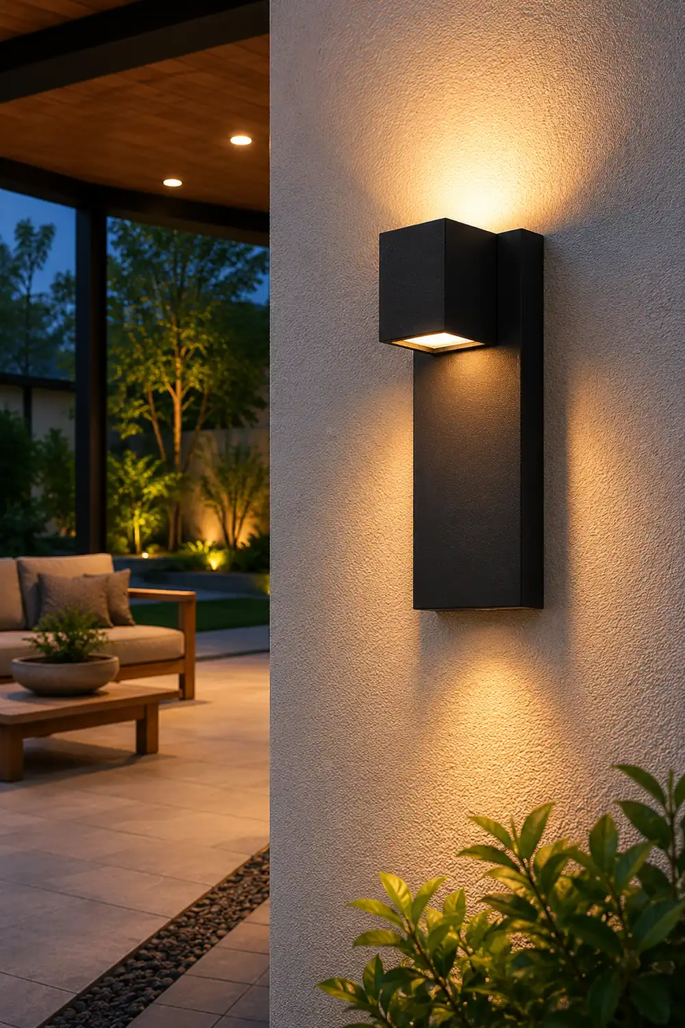 Square Waterproof LED Up and Down Lights Modern Outdoor Wall Lamp Wall Sconce Lighting - Lumpaz