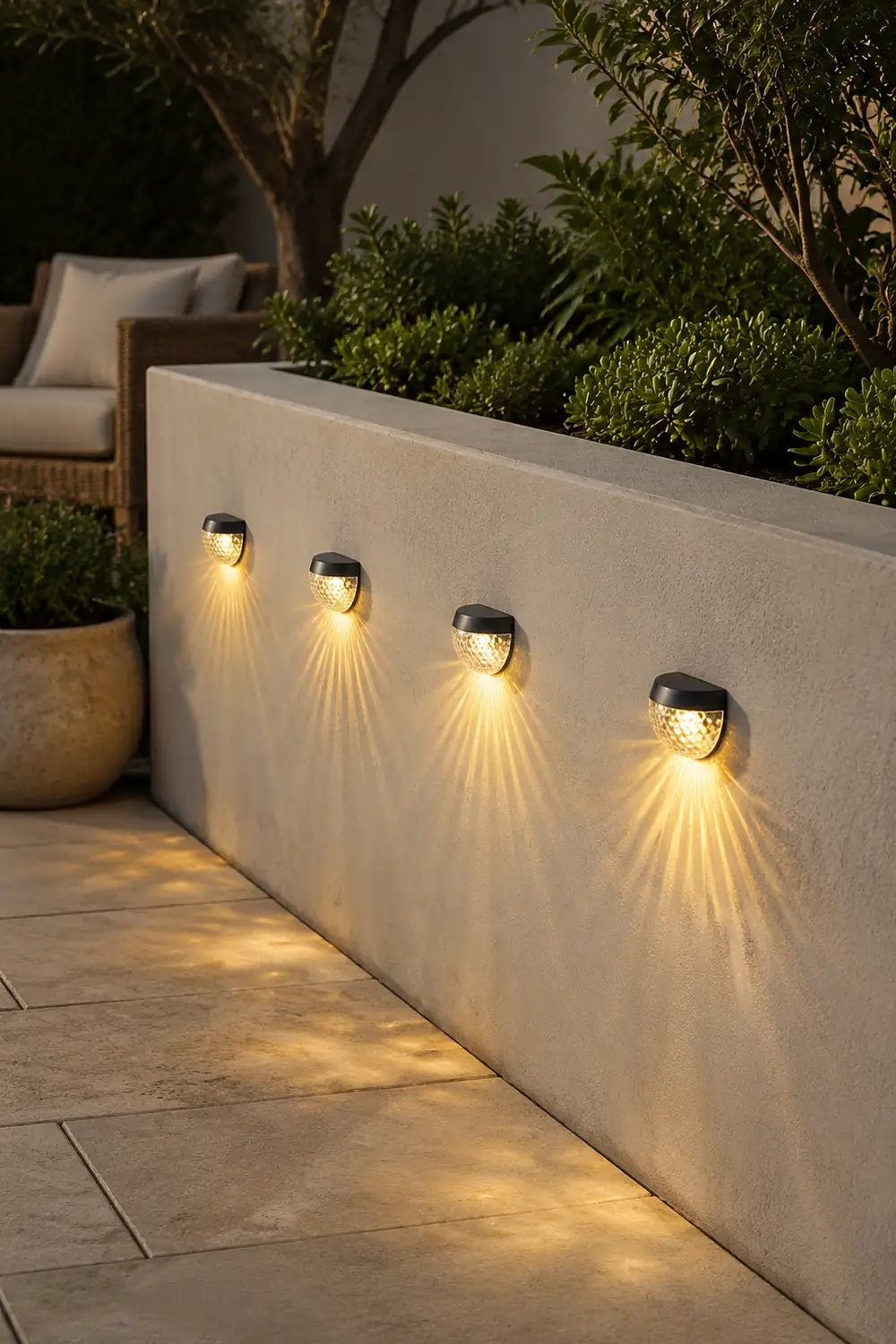 4 Pcs Solar Stair Lights Outdoor Step Lights LED Garden Lights Wall Mounted Lights - Lumpaz