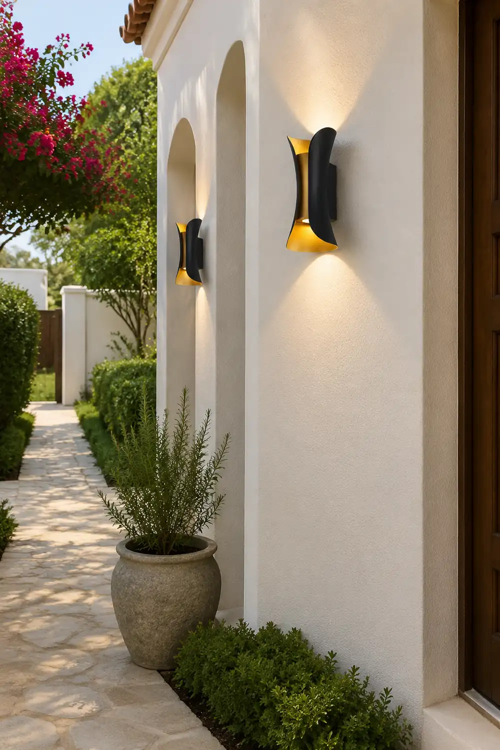 Curved LED Up and Down Lighting Waterproof Modern Outdoor Wall Lights - Lumpaz