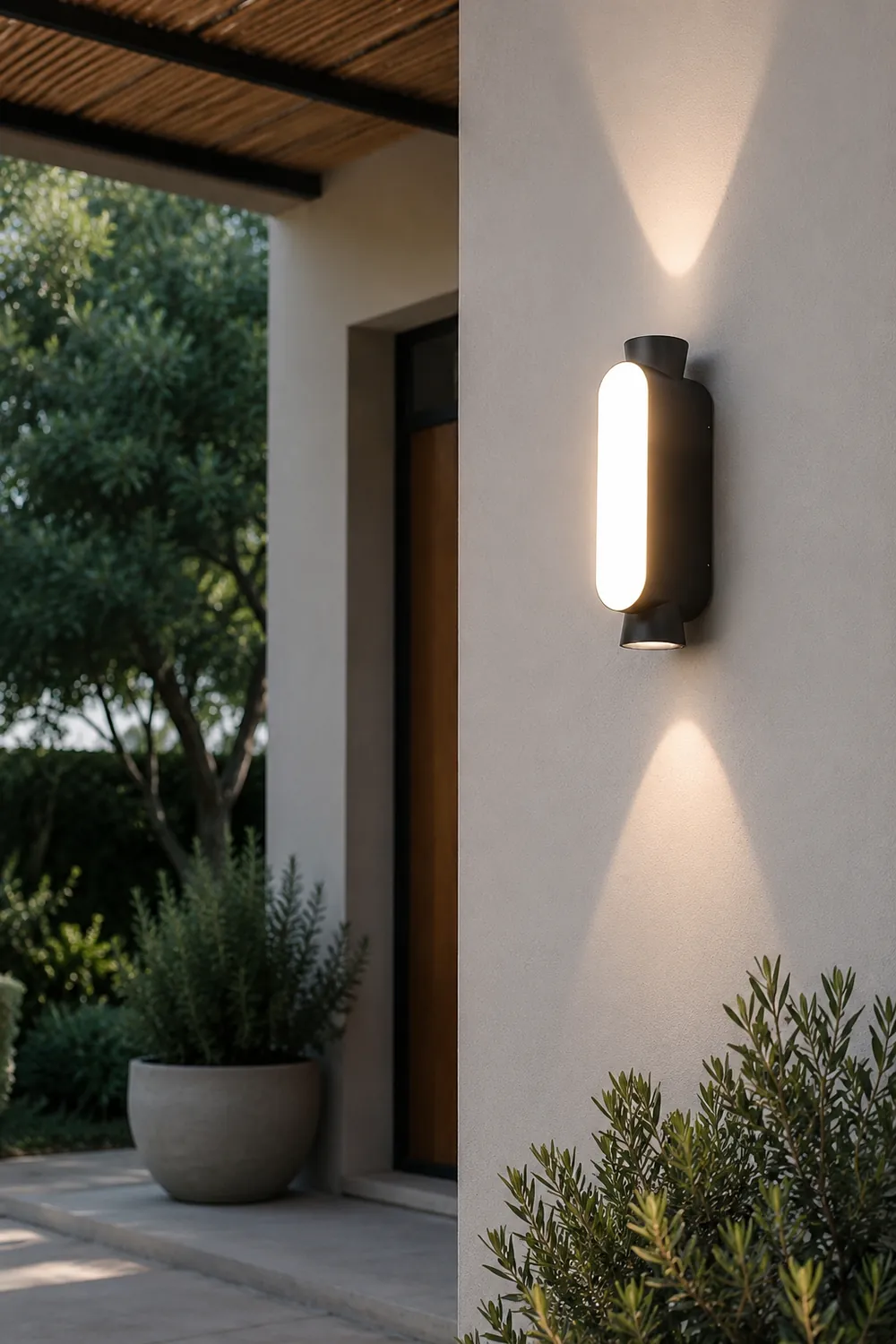 Waterproof LED Up and Down Lights Black Modern Outdoor Wall Sconce Lighting - Lumpaz