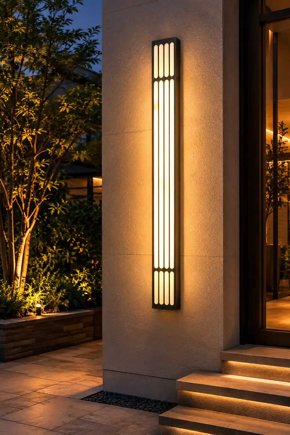 Long Strip Rectangular Waterproof LED Black Modern Outdoor Wall Lamp - Lumpaz