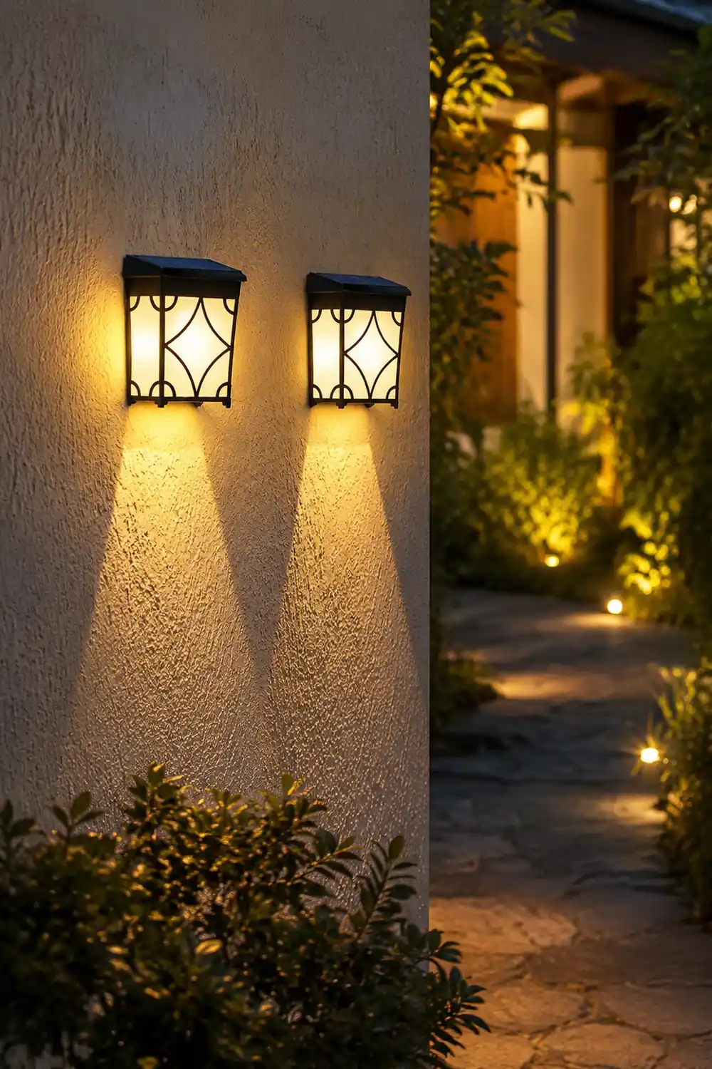 2Pcs Waterproof LED RGB Intelligent Motion Sensor Solar Wall Lights - Lumpaz