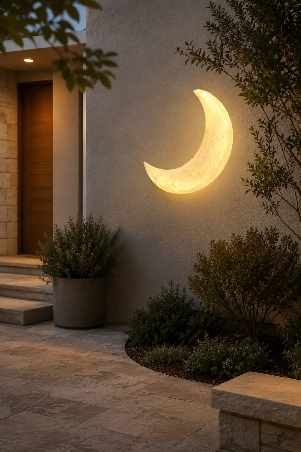 Creative Resin Moon Waterproof LED Modern Outdoor Wall Sconce Lighting - Lumpaz