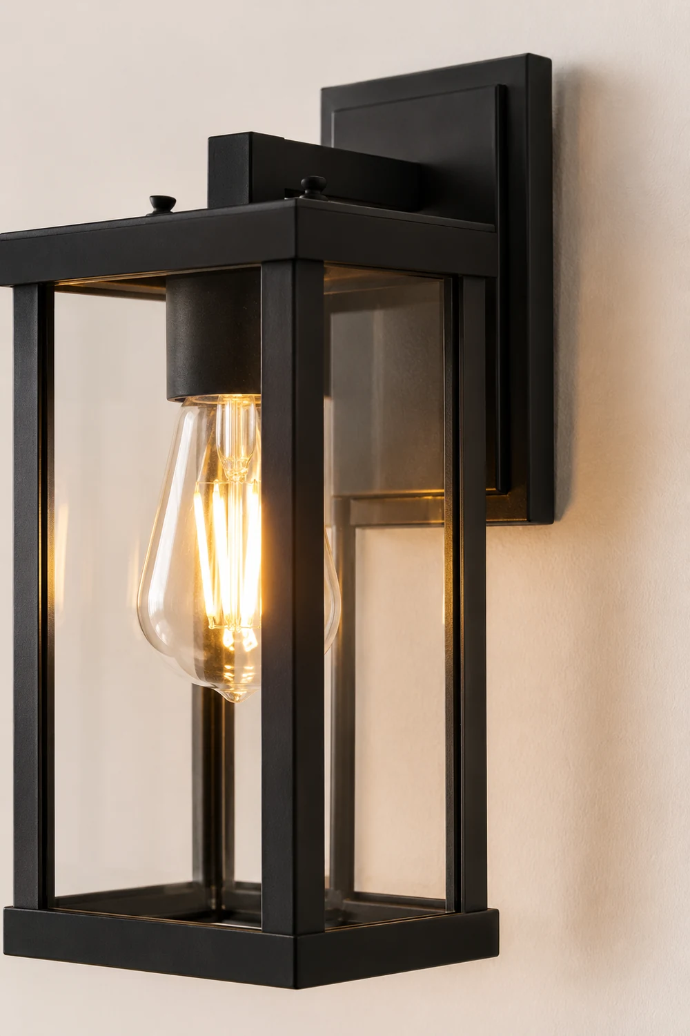 Rectangular Glass Waterproof Black Modern Outdoor Wall Lamp Exterior Lights - Lumpaz