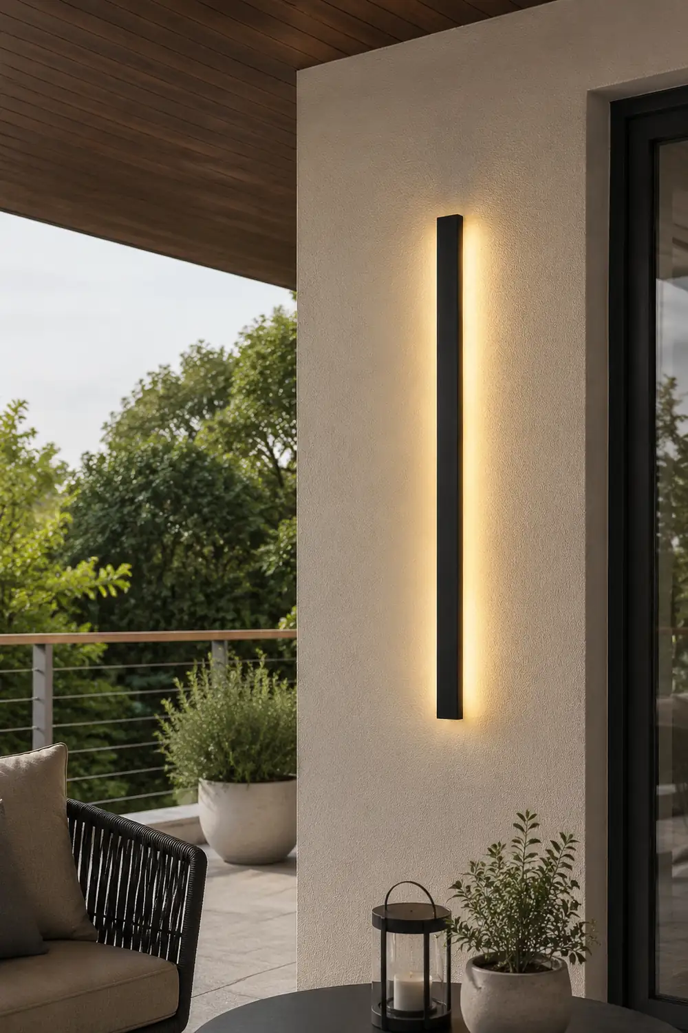 Outdoor Waterproof Long Strip Metal Black Modern LED Outdoor Wall Lights - Lumpaz
