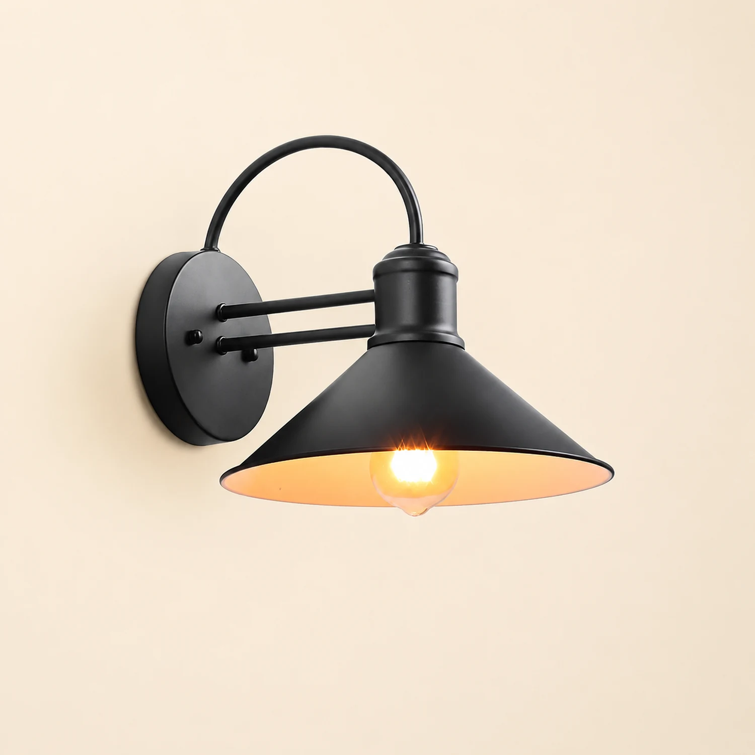Retro Conical Iron Waterproof Industrial Style Outdoor Wall Lamp Exterior Lights - Lumpaz