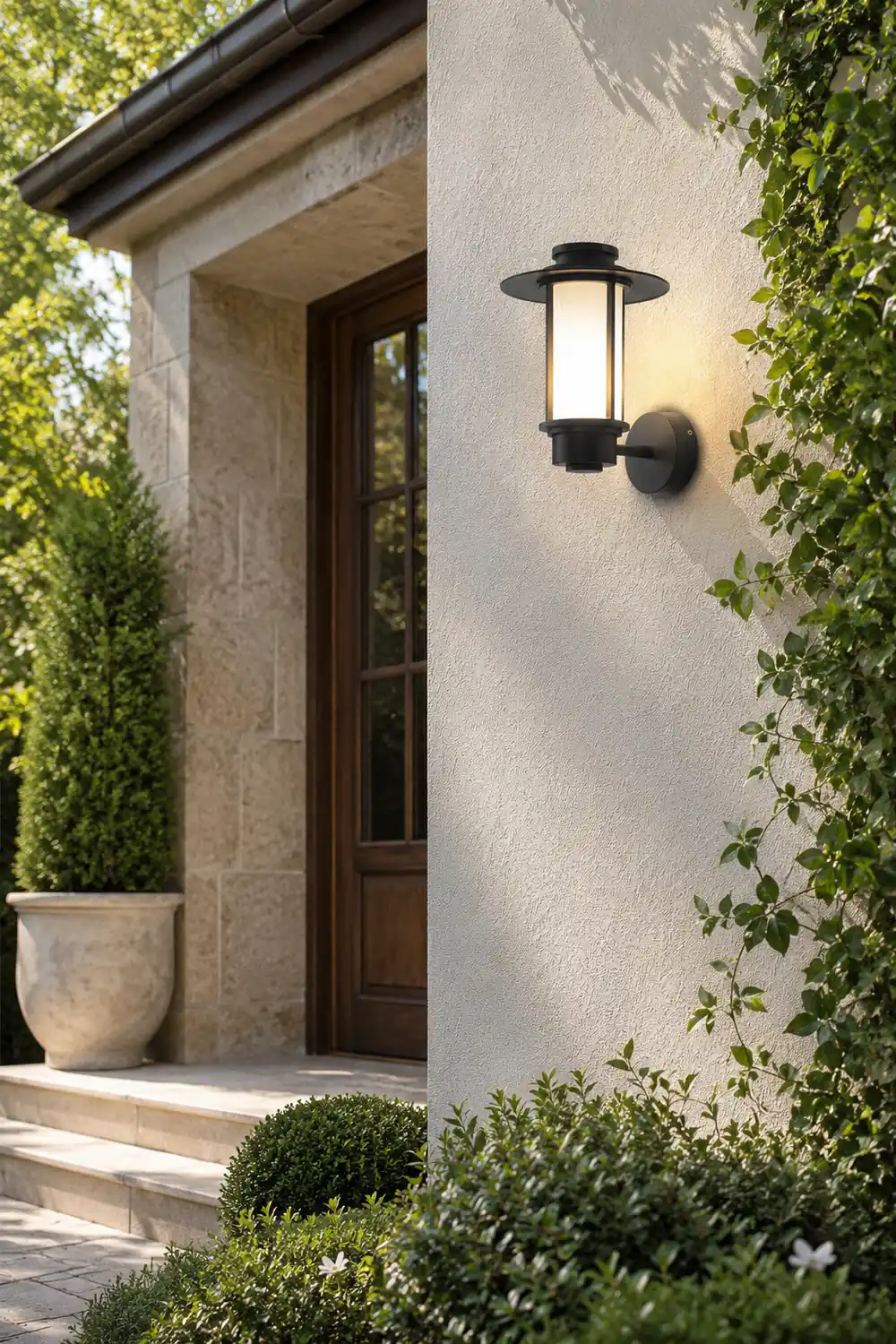 Top Hats Shape Aluminum LED Waterproof Black Retro Outdoor Wall Lights - Lumpaz