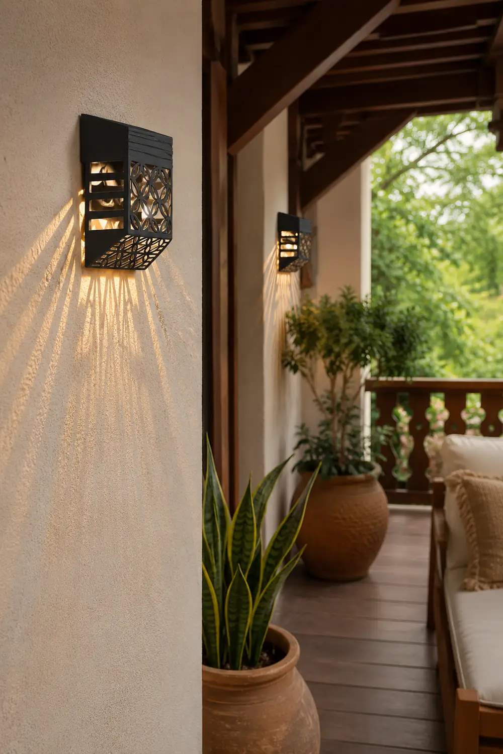 Solar Hollow Outdoor Wall Sconce Lighting Led Fence Wall Lamp Garden Lights - Lumpaz