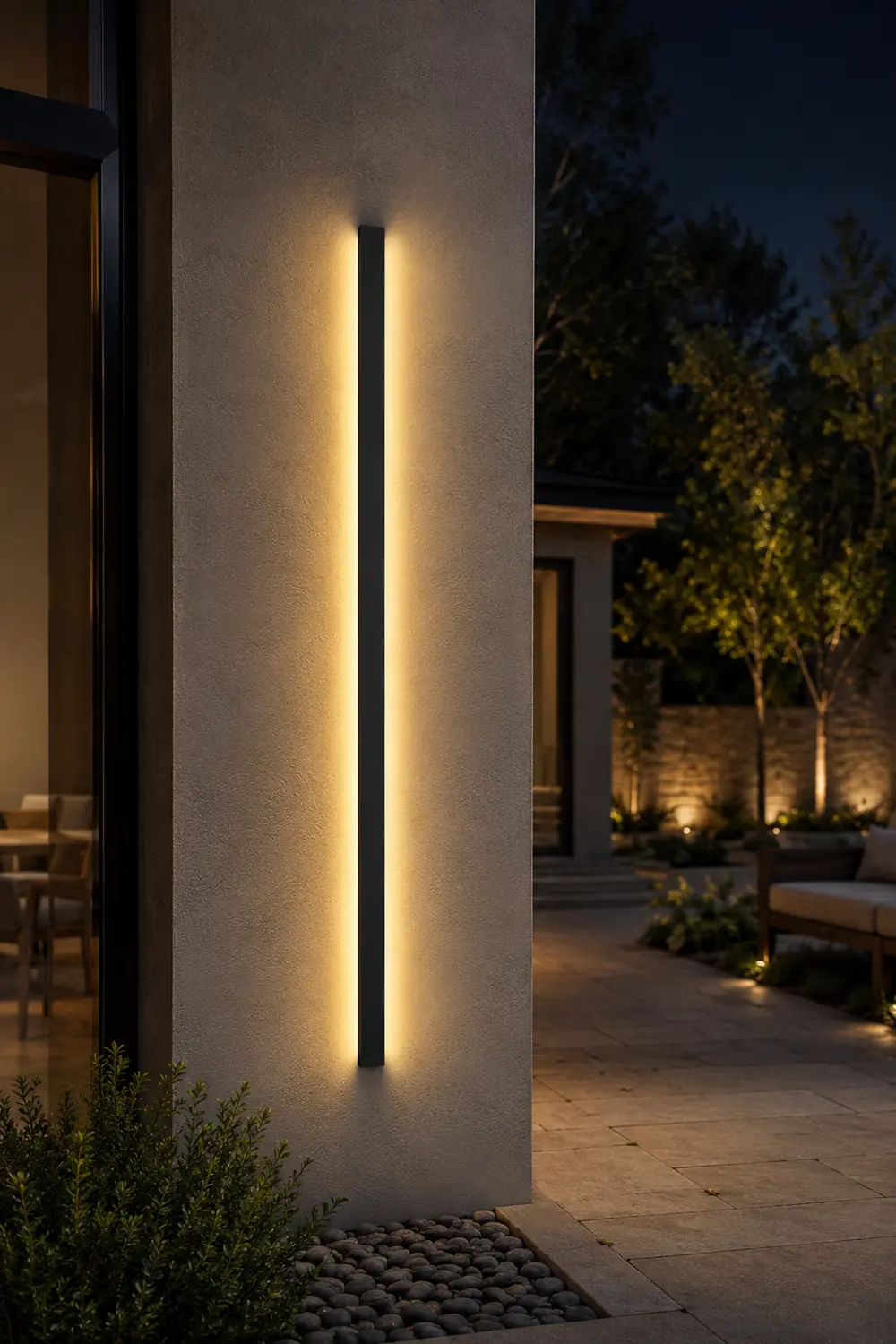 Black Long Strip Metal Waterproof Dimmable Modern Outdoor Wall Lights - Lumpaz