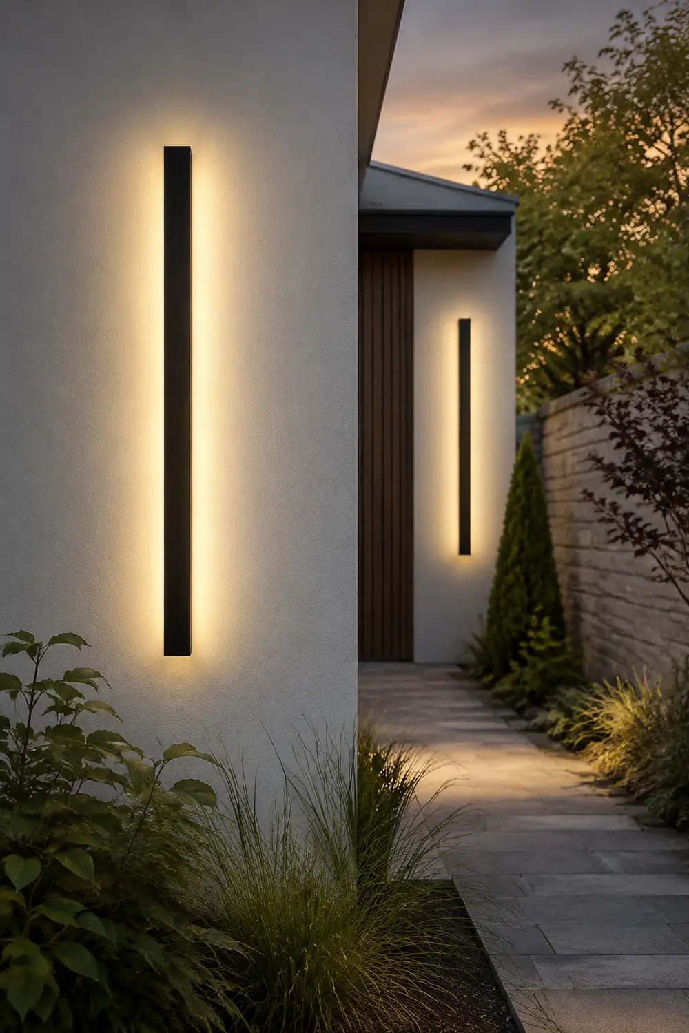 Outdoor Waterproof Long Strip Metal Black Modern LED Outdoor Wall Lights - Lumpaz