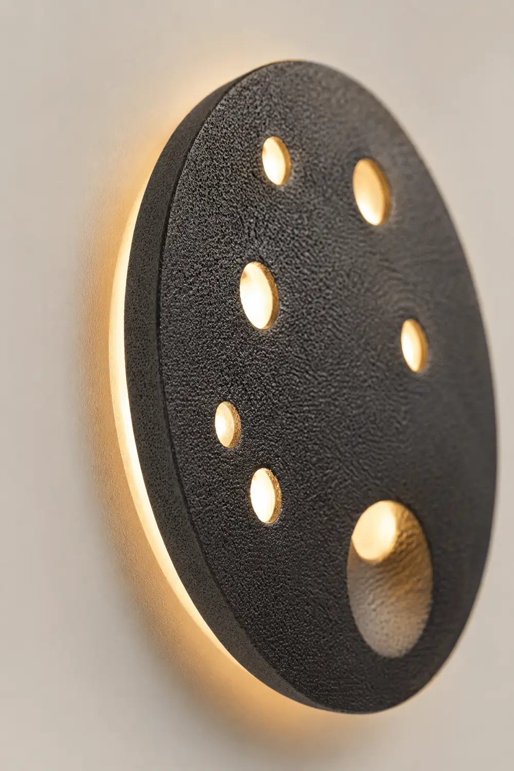 Round Creative Cement Lunar Crater Waterproof LED Outdoor Wall Lamp - Lumpaz